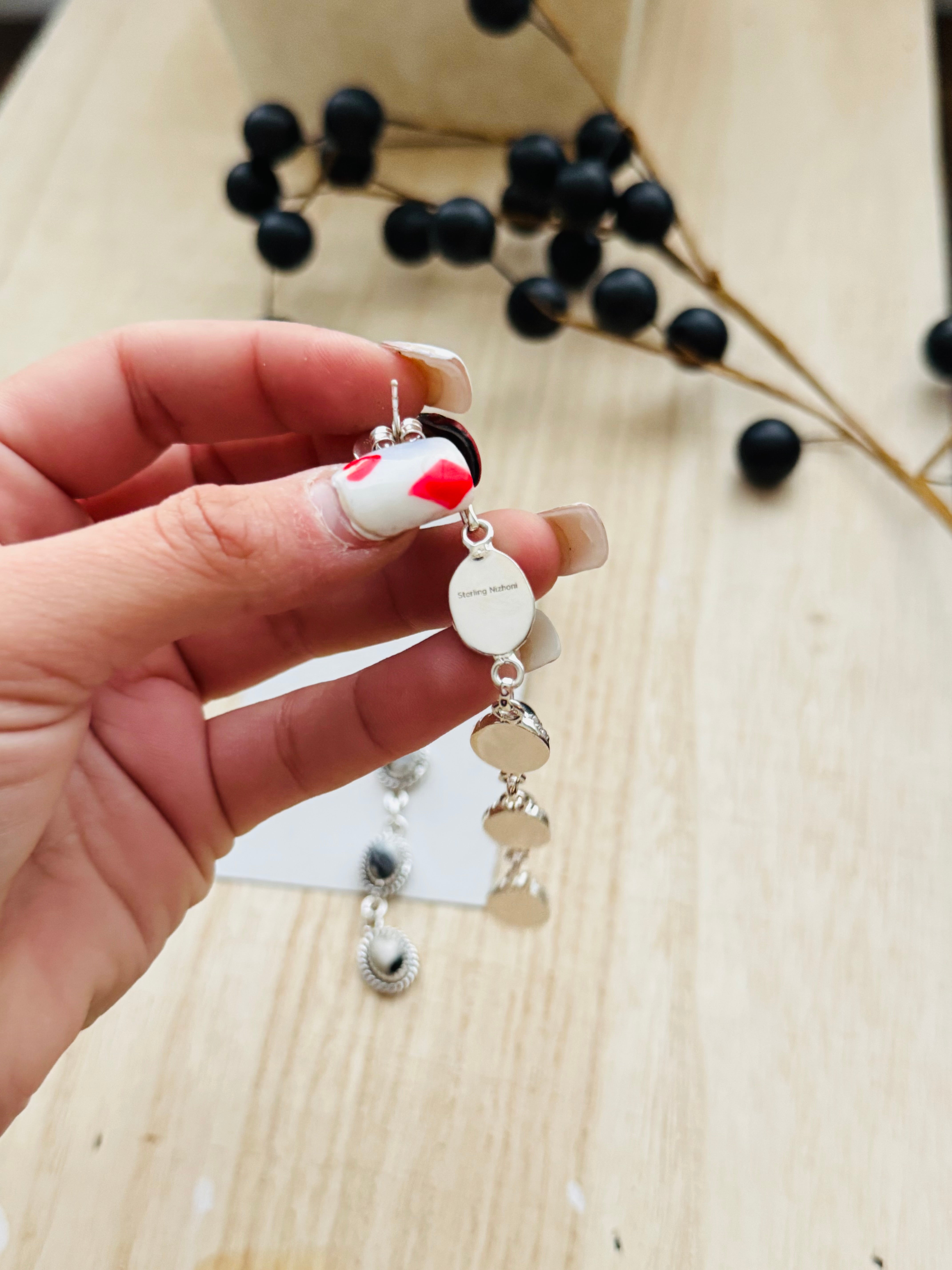 Southwest Handmade White Buffalo & Sterling Silver Post Dangle Earrings