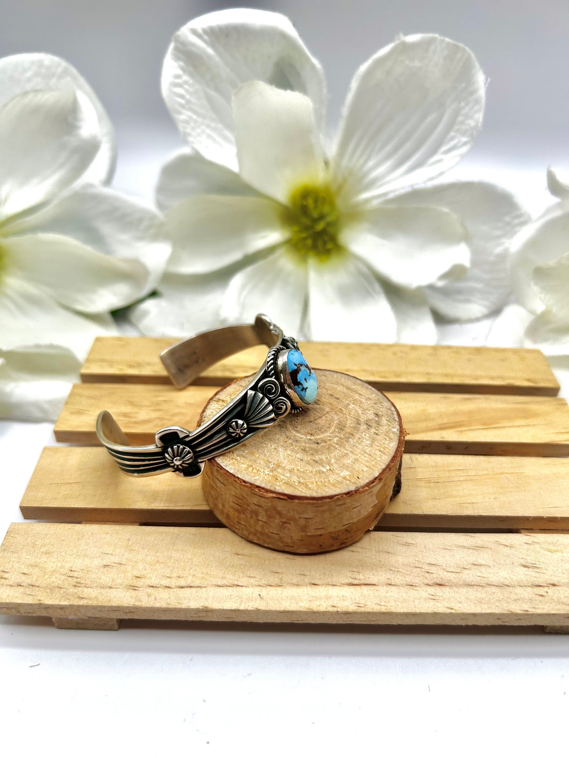 Derek Gordon Golden Hill  Turquoise & Sterling Silver Cuff Bracelet