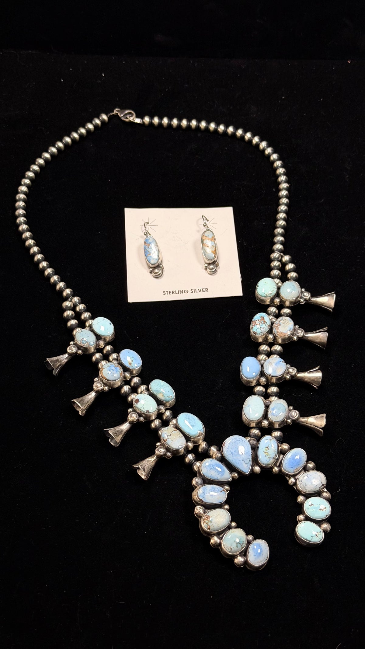 Thomas Francisco Golden Hills Turquoise & Sterling Silver Squash Blossom Set