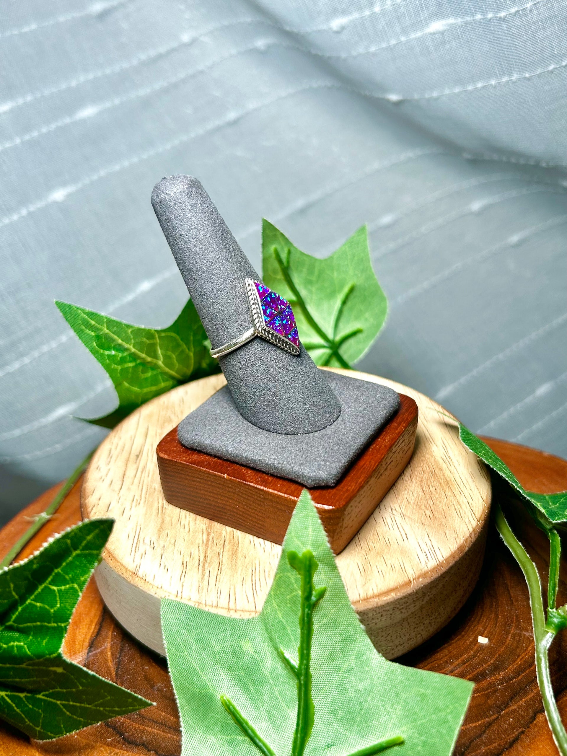 Zuni Made Opal & Sterling Silver Ring Size 9