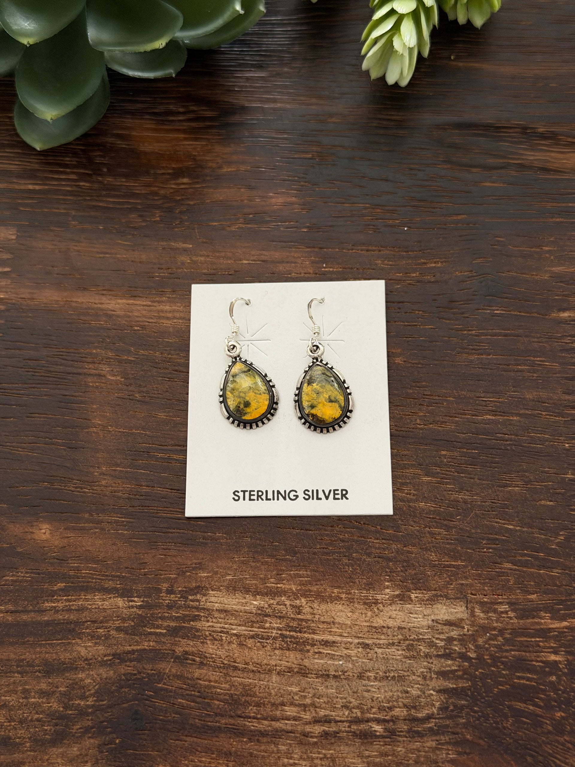 Navajo Made BB Agate & Sterling Silver Dangle Earrings