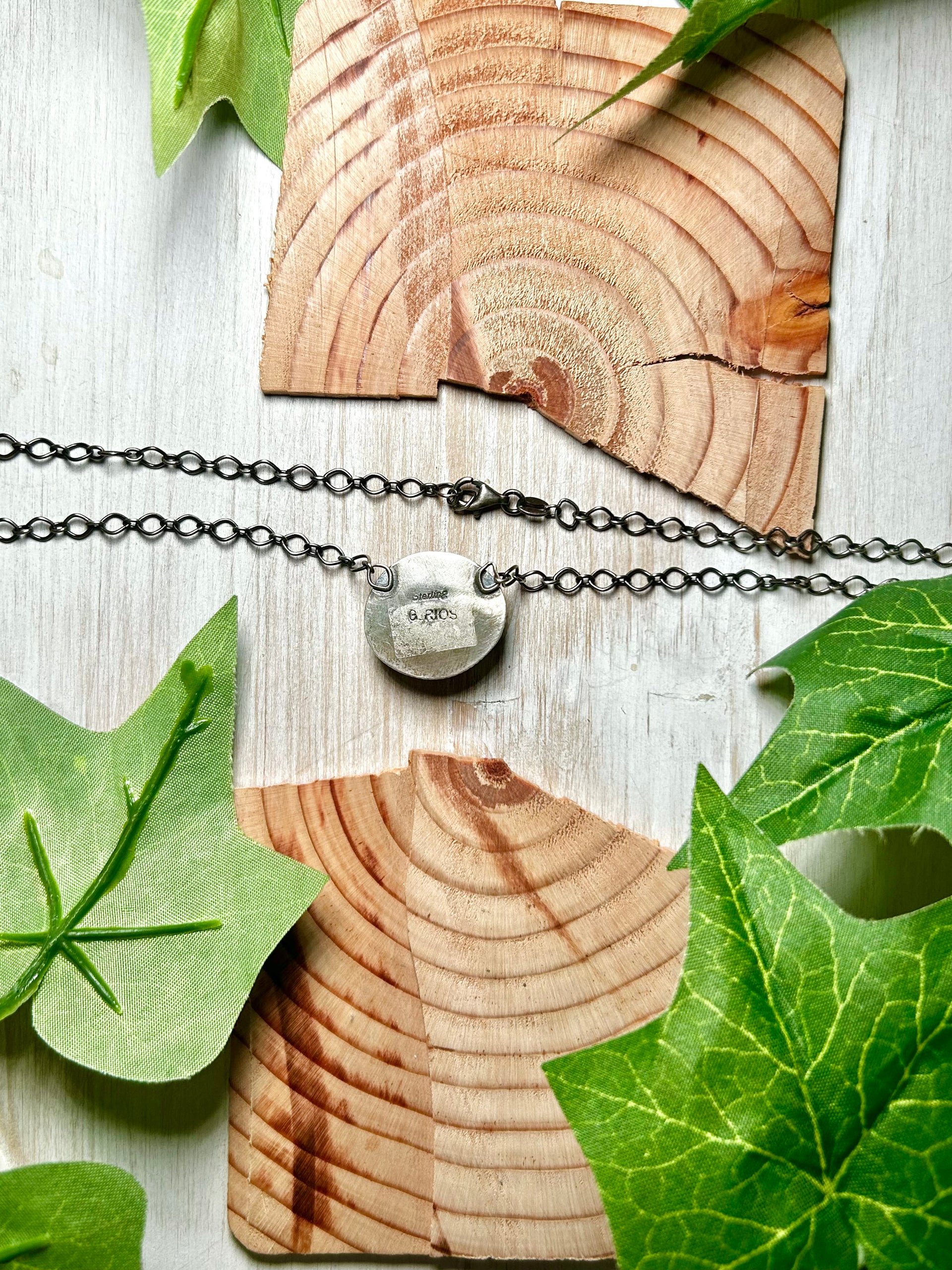 Navajo Made White Buffalo & Sterling Silver Necklace