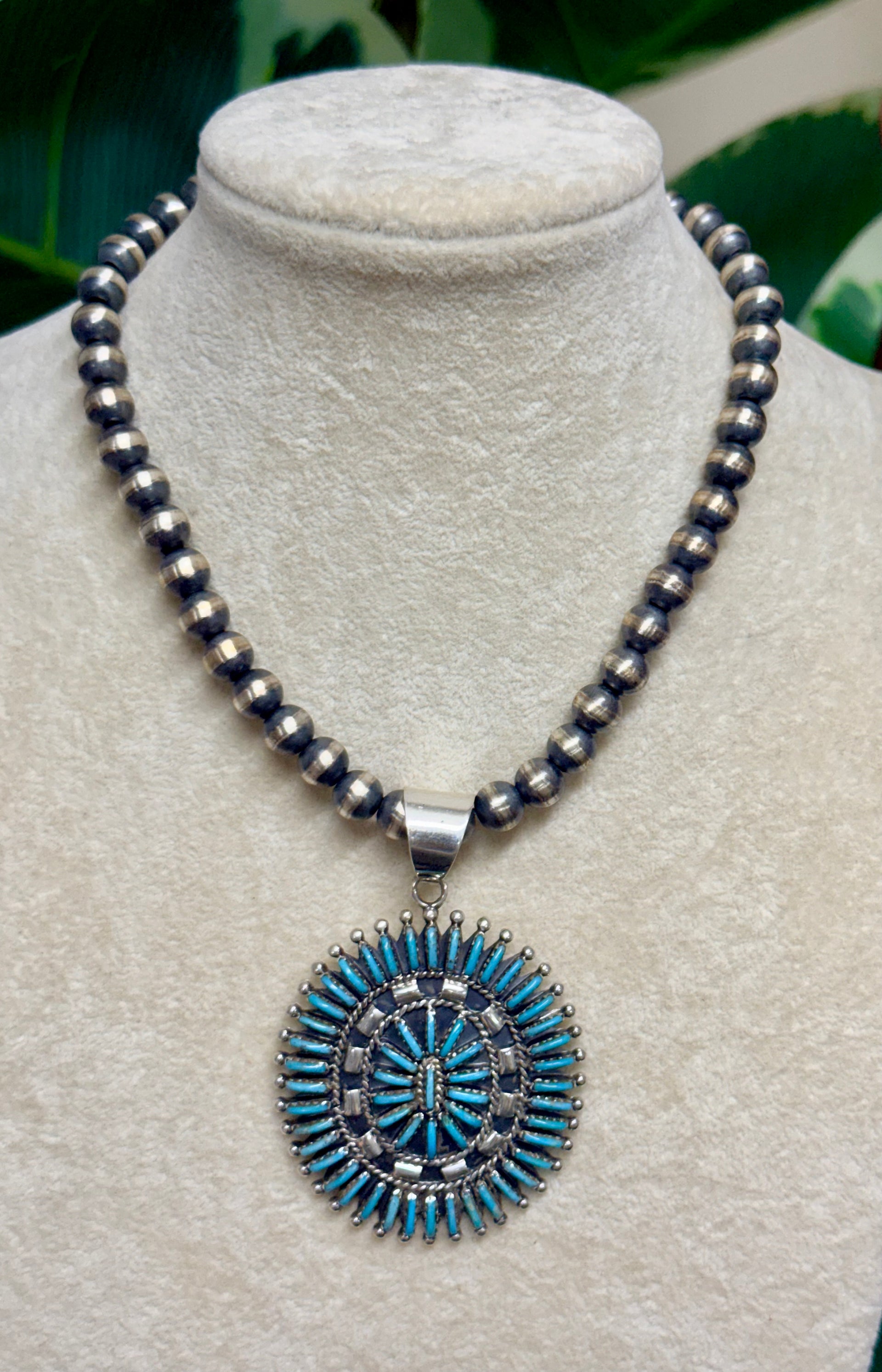 Southwest Handmade Turquoise & Sterling Silver Pendant Set
