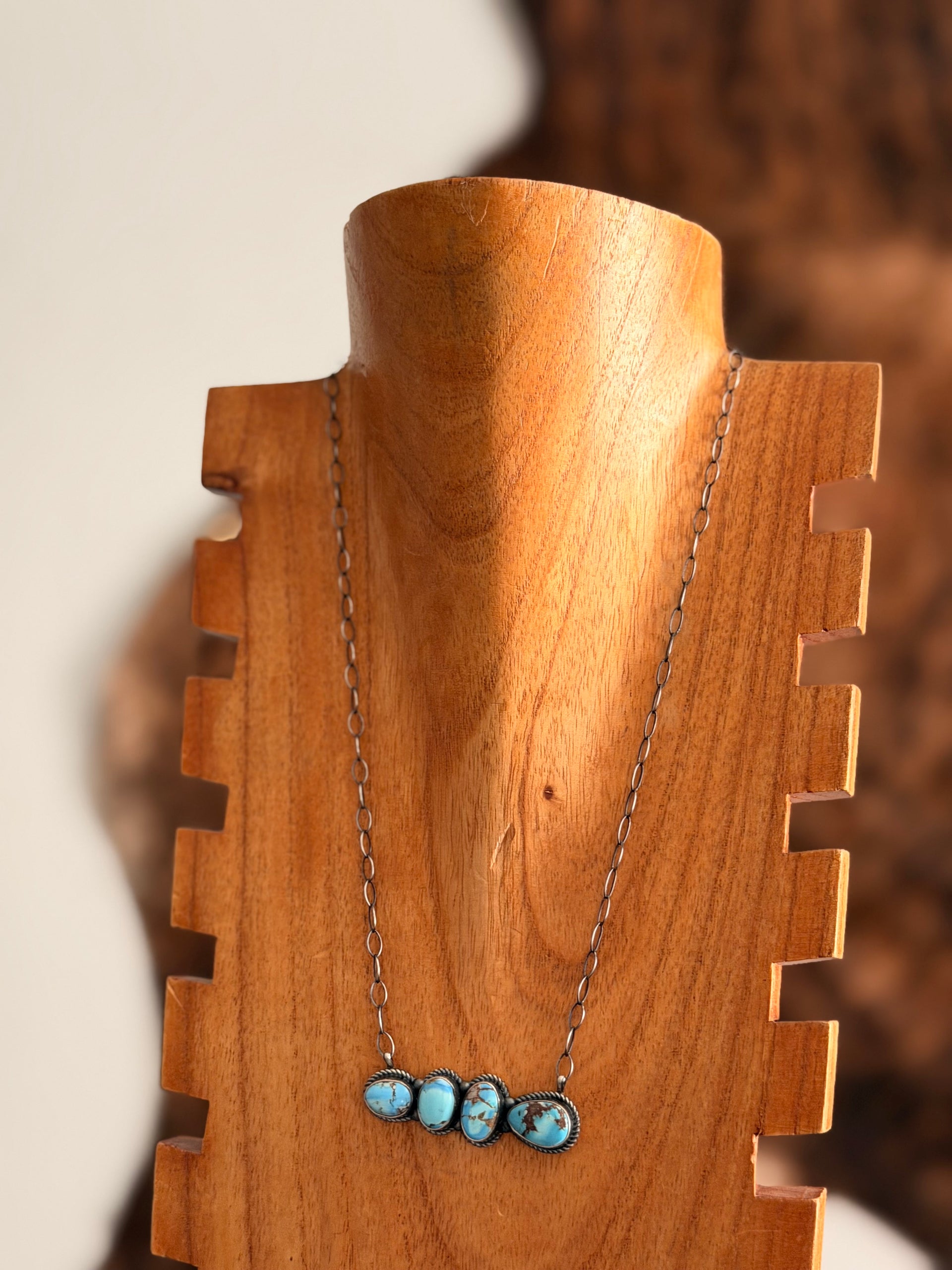 Eli Skeets Golden Hills Turquoise & Sterling Silver Bar Necklace