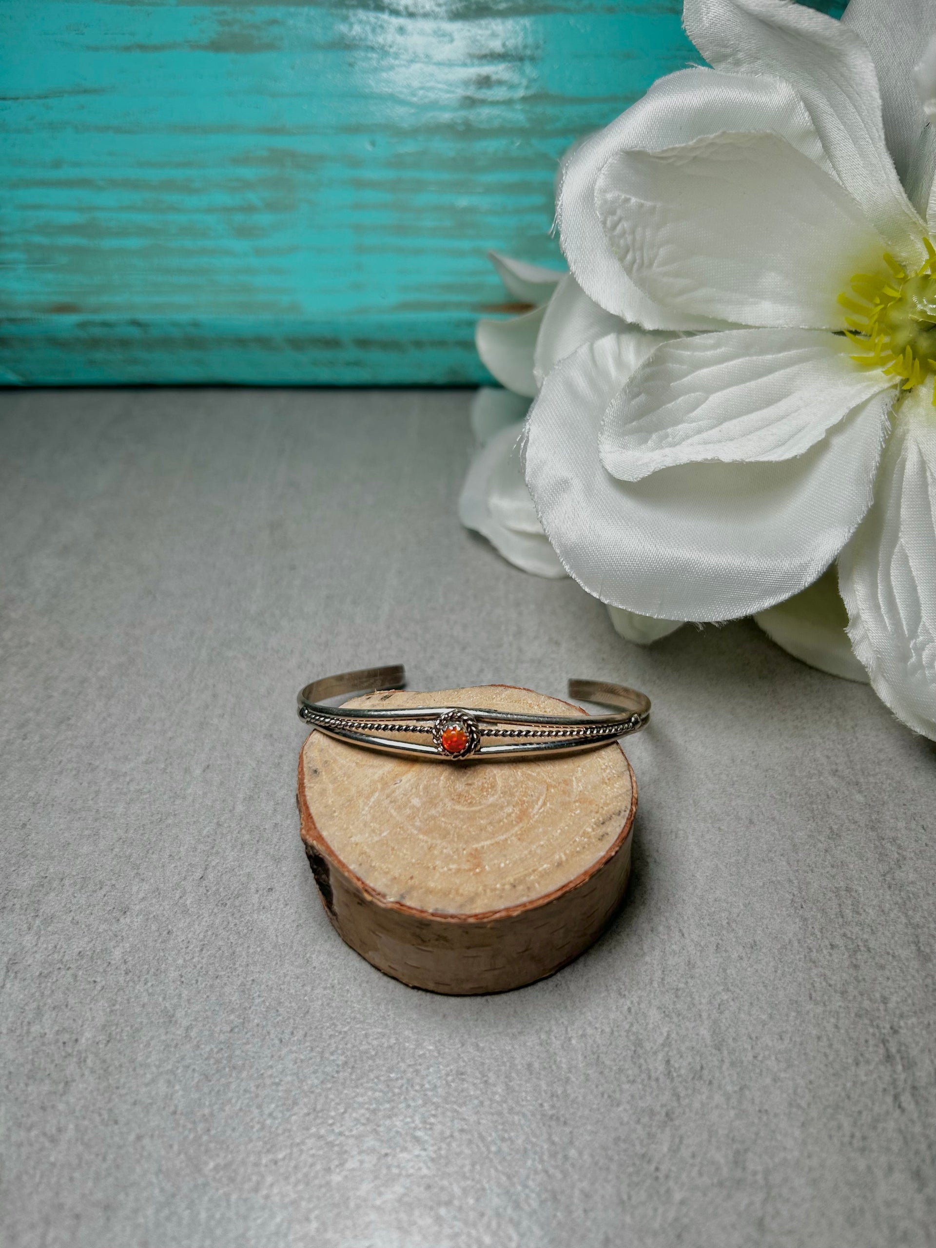 Navajo Made Opal & Sterling Silver Cuff Bracelet