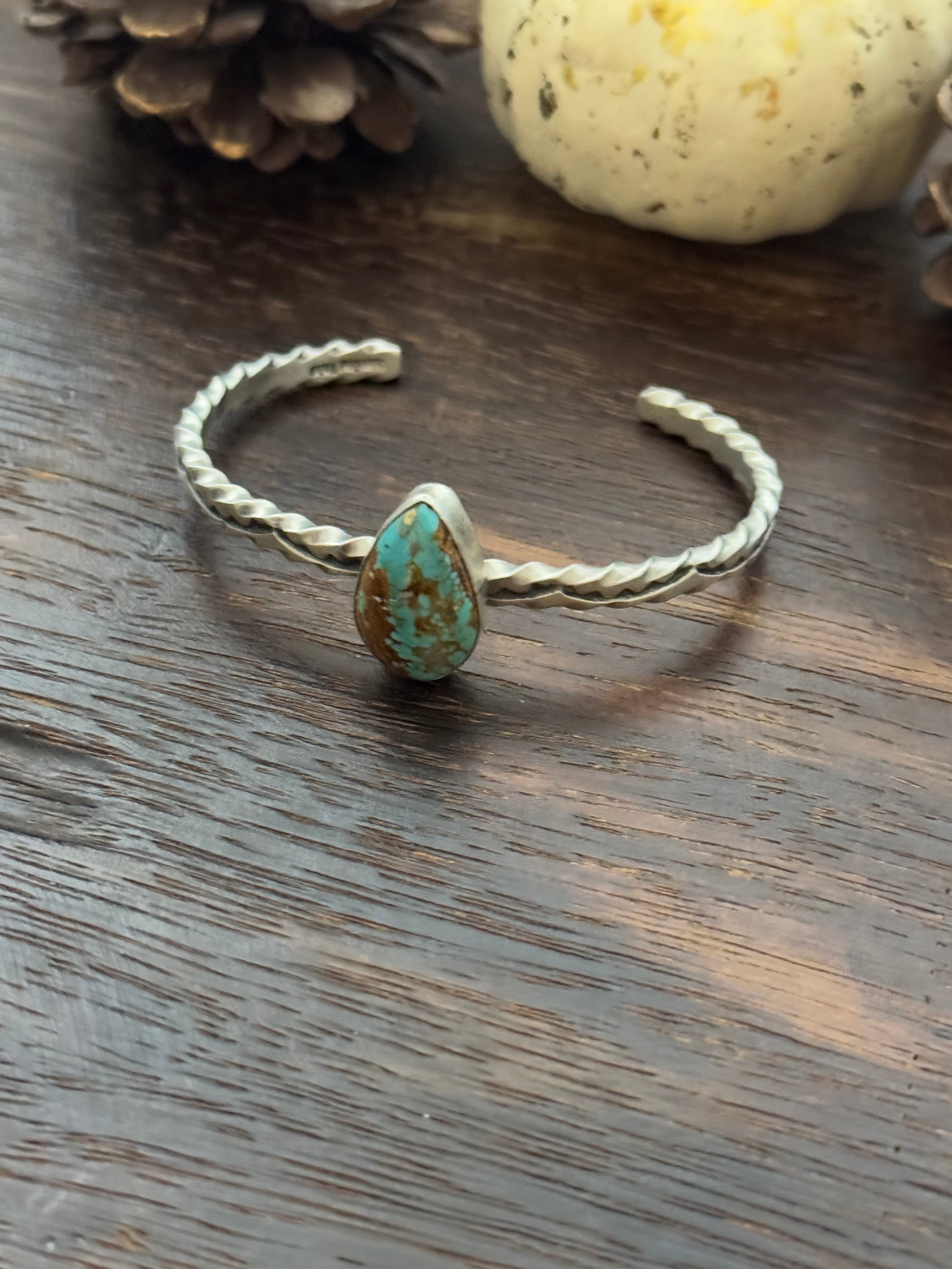 Navajo Made Royston Turquoise & Sterling Silver Cuff Bracelet