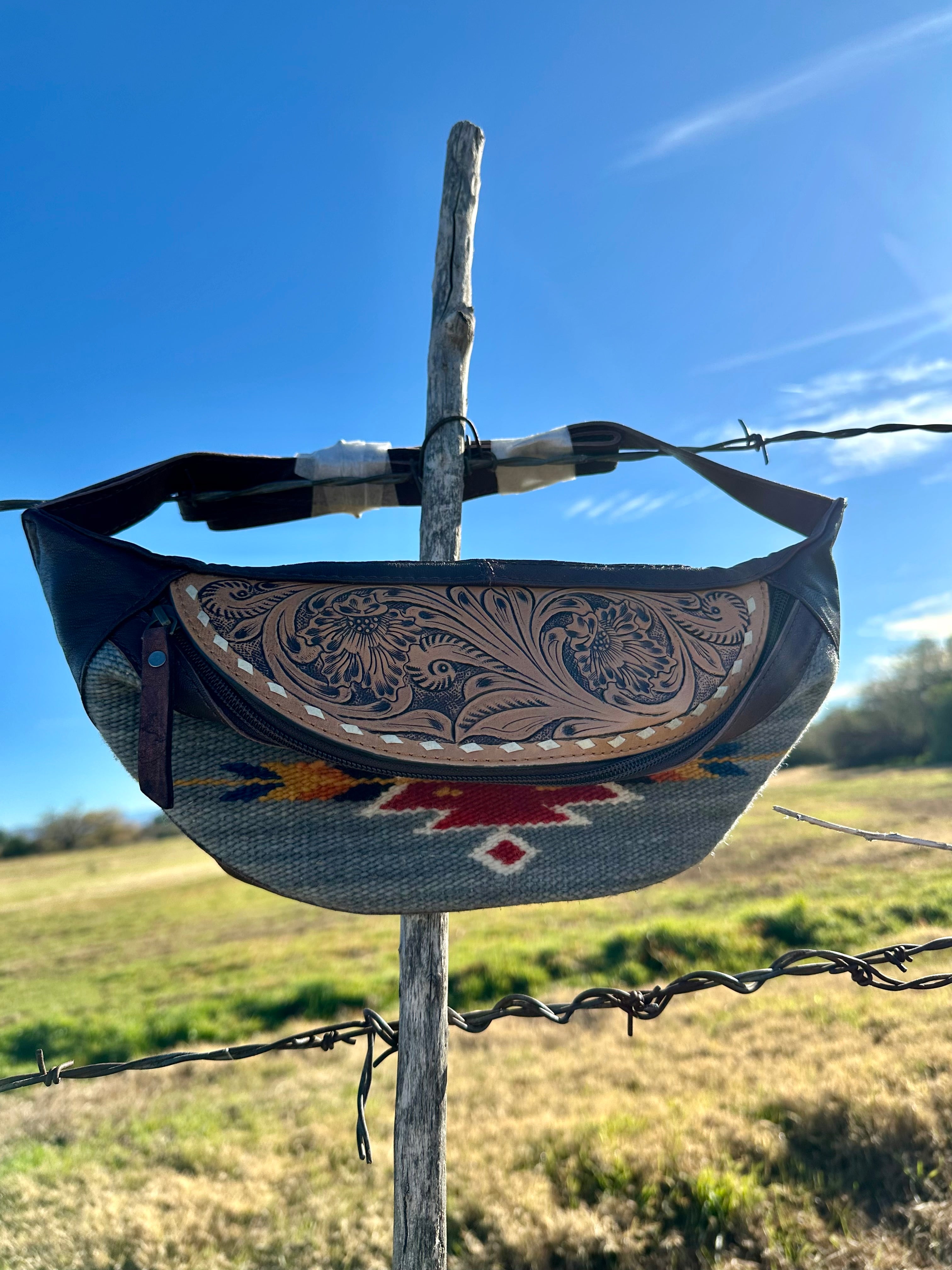 Genuine Tooled Leather & Saddle Bag Fanny Pack