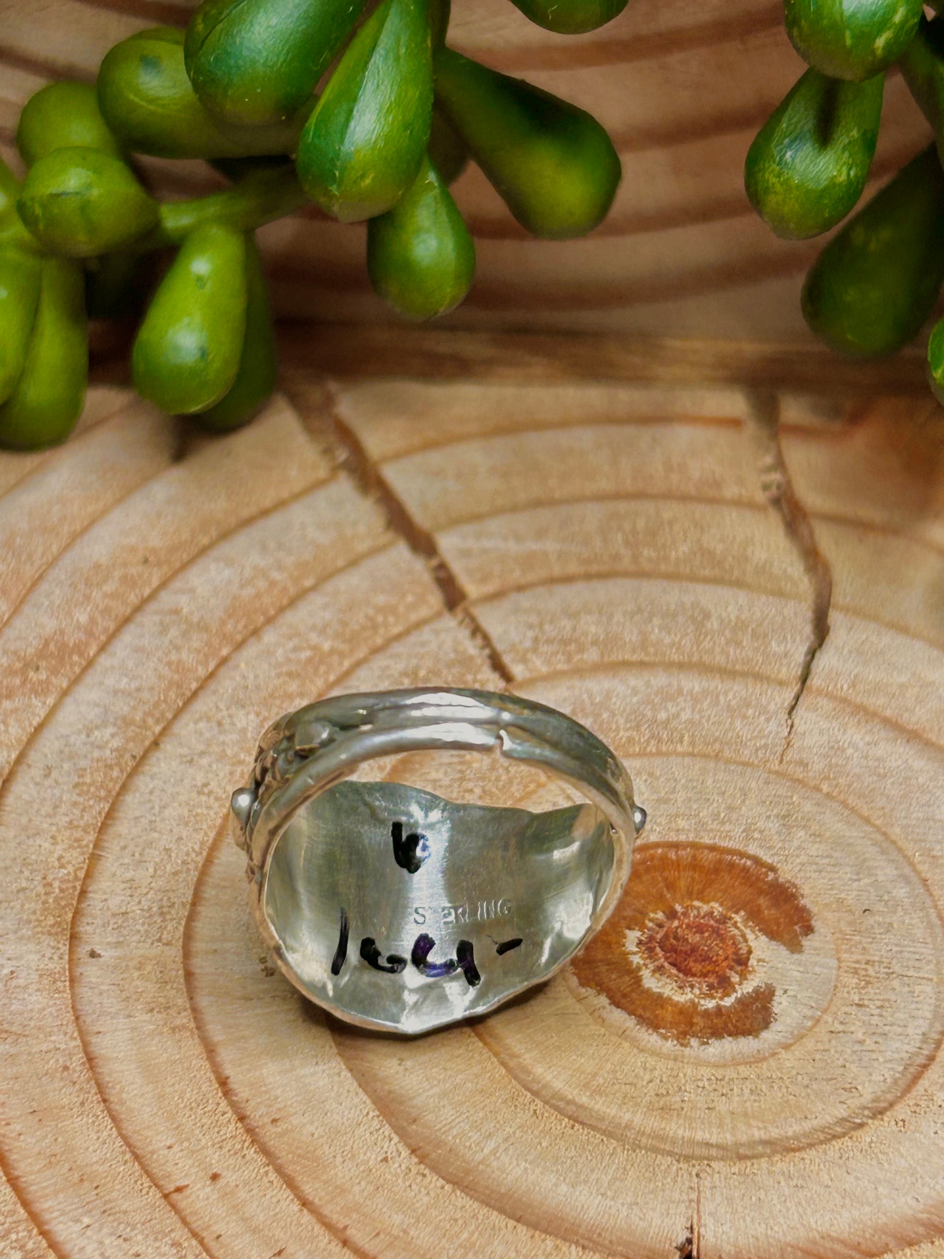 Navajo Made Kingman Turquoise & Sterling Sliver Ring Size 6