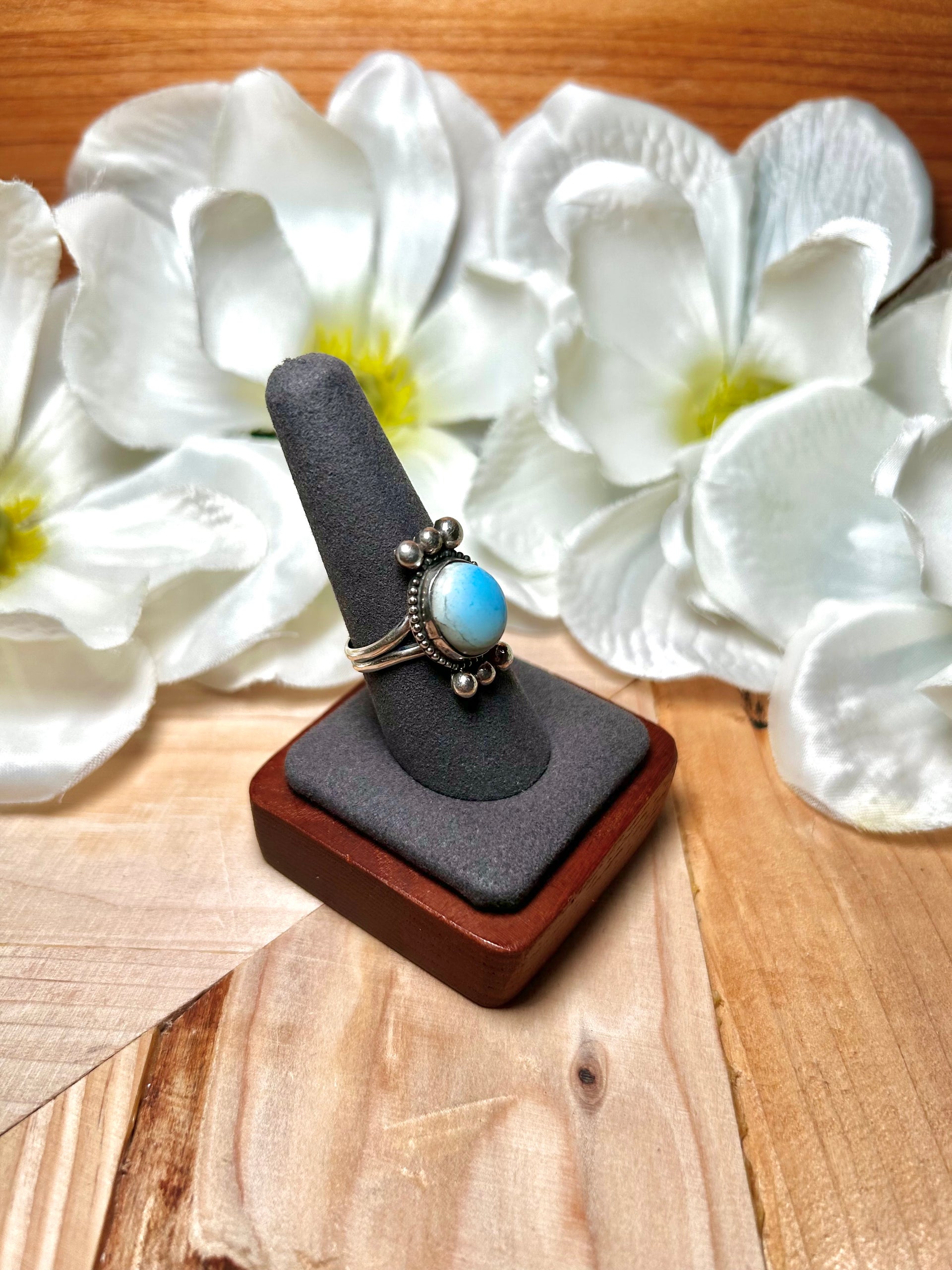 Navajo Made Golden Hill Turquoise & Sterling Silver Ring Size 8.75