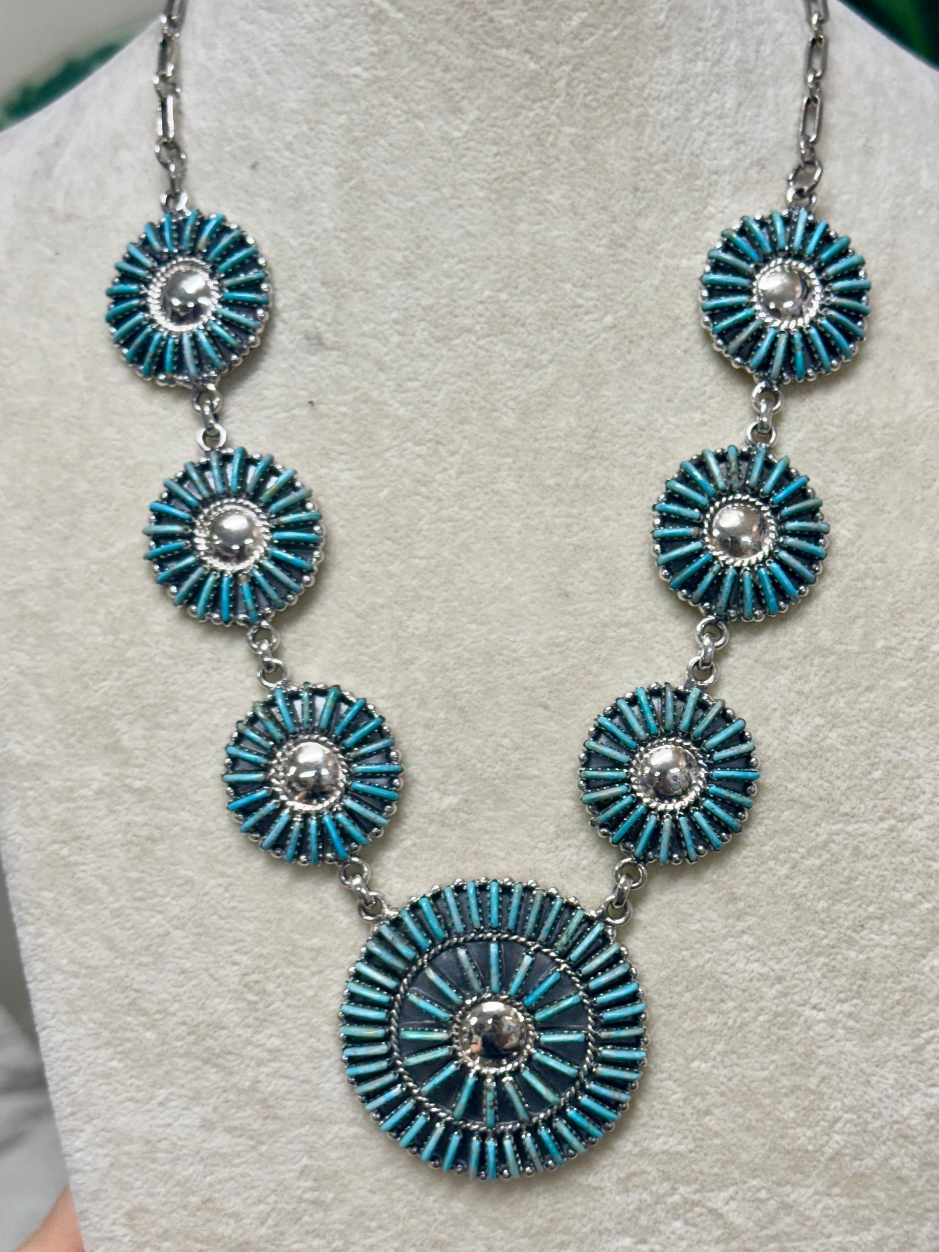 Southwest Handmade Turquoise & Sterling Silver Necklace Set