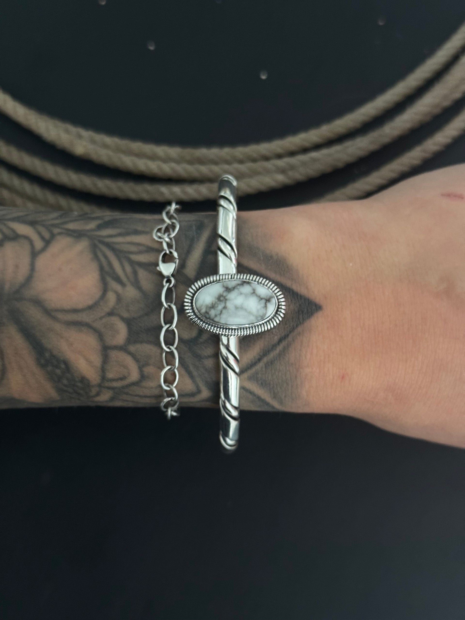 Wydell Billie White Buffalo & Sterling Silver Cuff Bracelet