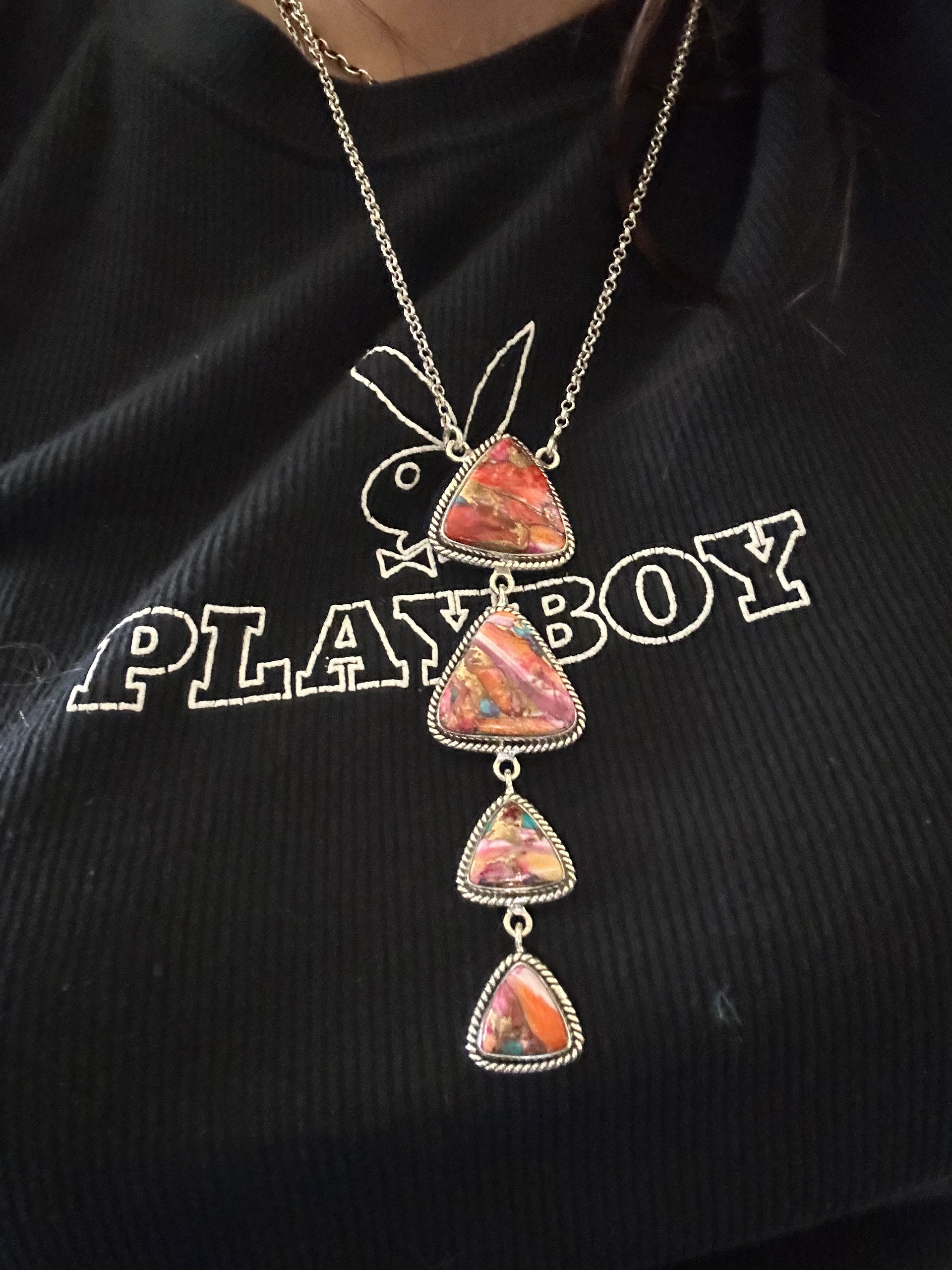 Southwest Made Mohave Turquoise & Sterling Silver Necklace