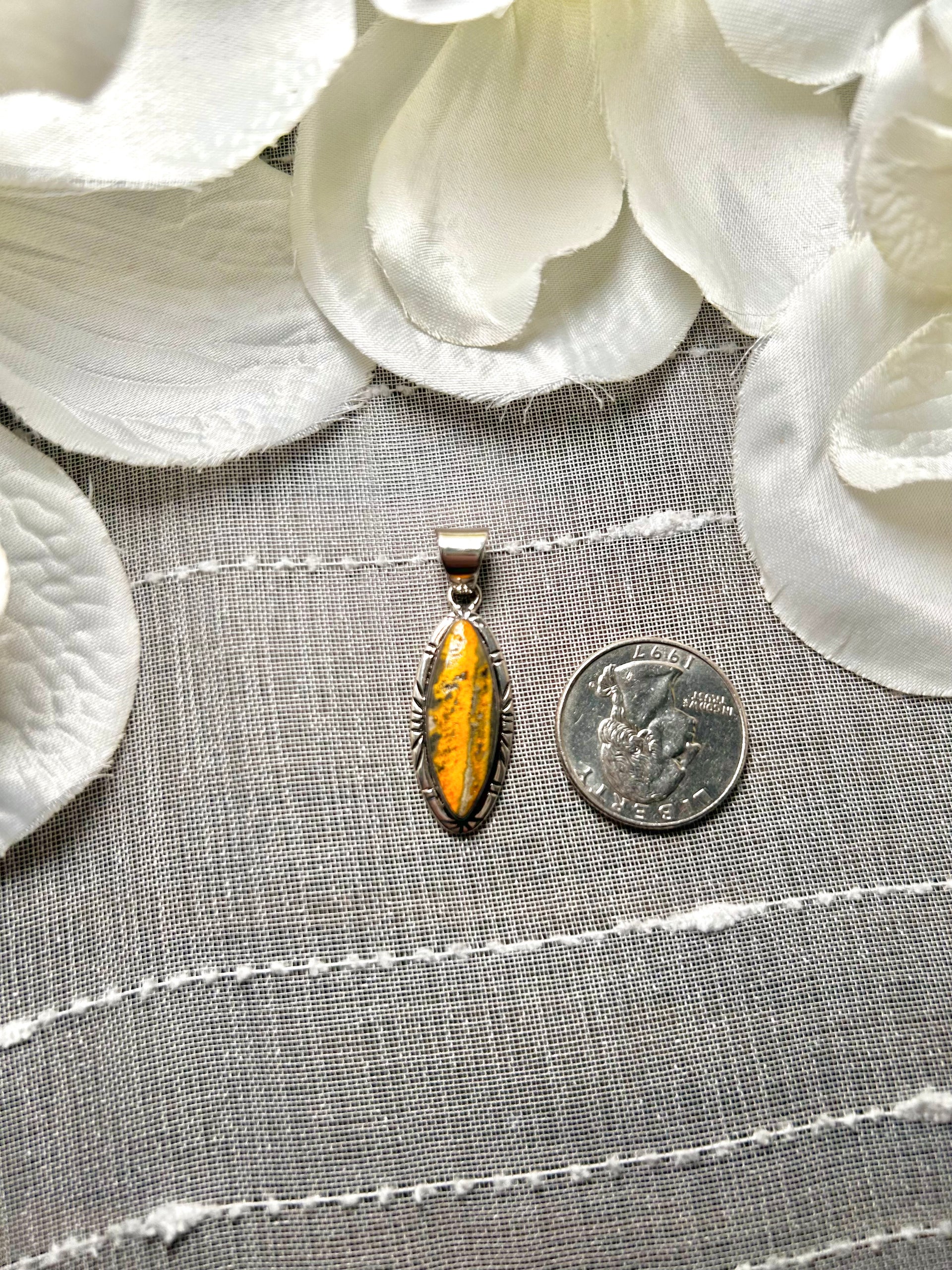 Navajo Made BB Agate & Sterling Silver Pendant