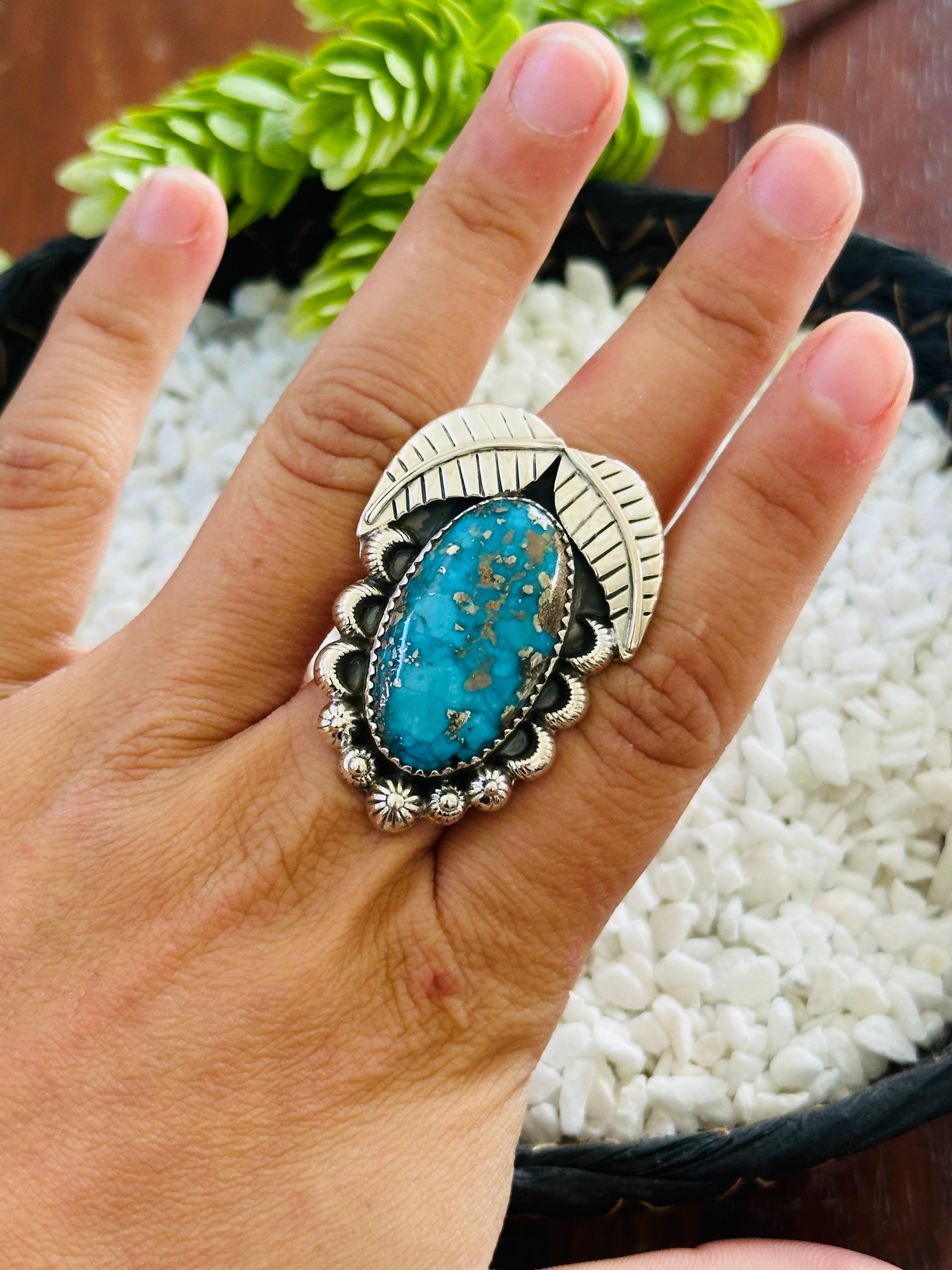 TTD “Retro” Kingman Turquoise & Sterling Silver Adjustable Ring
