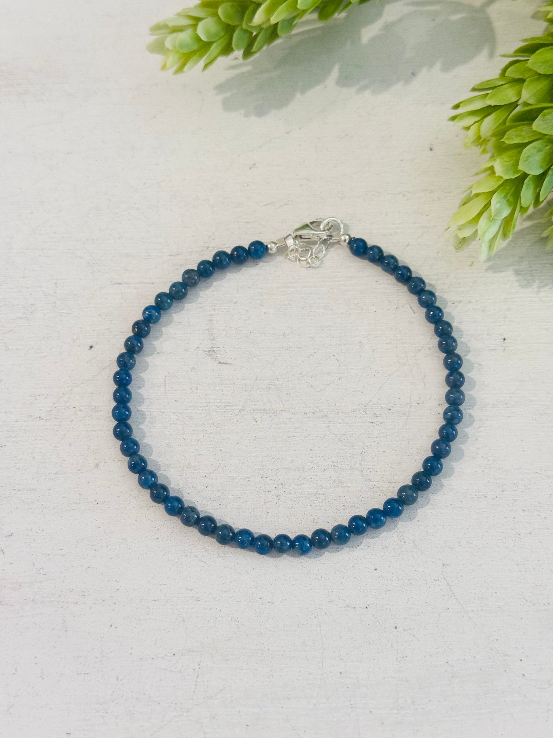 Southwest Strung Lapis & Sterling Silver Beaded Anklet
