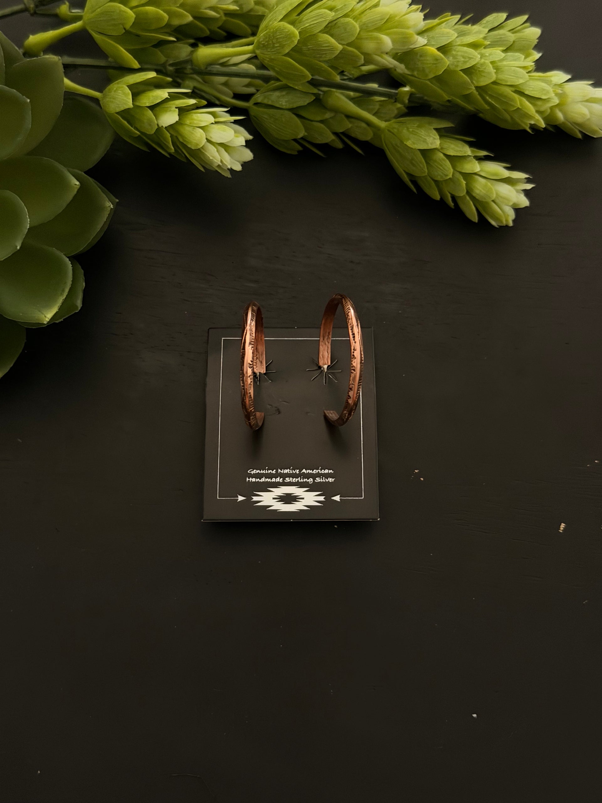 Navajo Made Copper Dangle Hoop Earrings