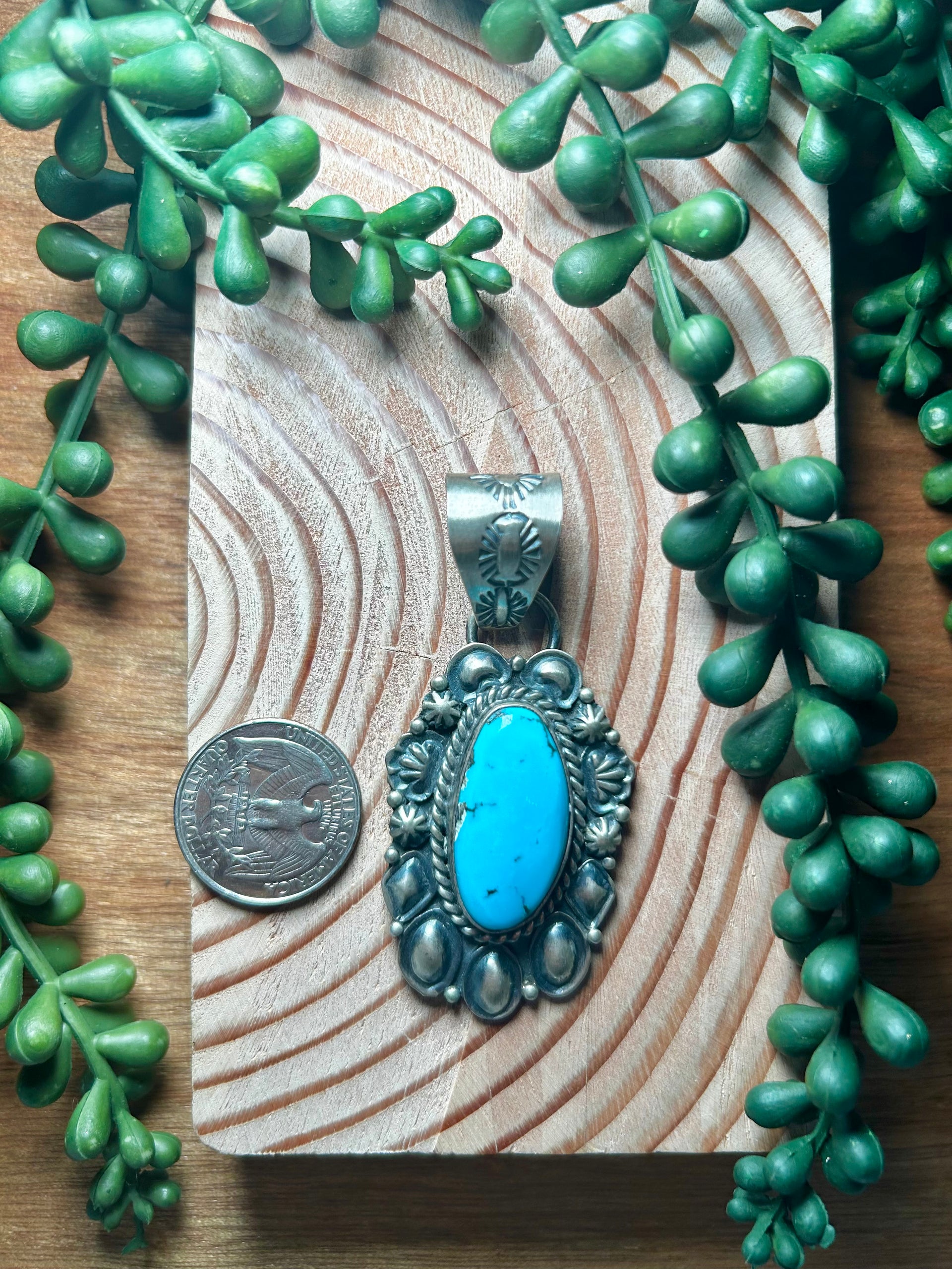 Jeff James Jr Kingman Turquoise & Sterling Silver Pendant