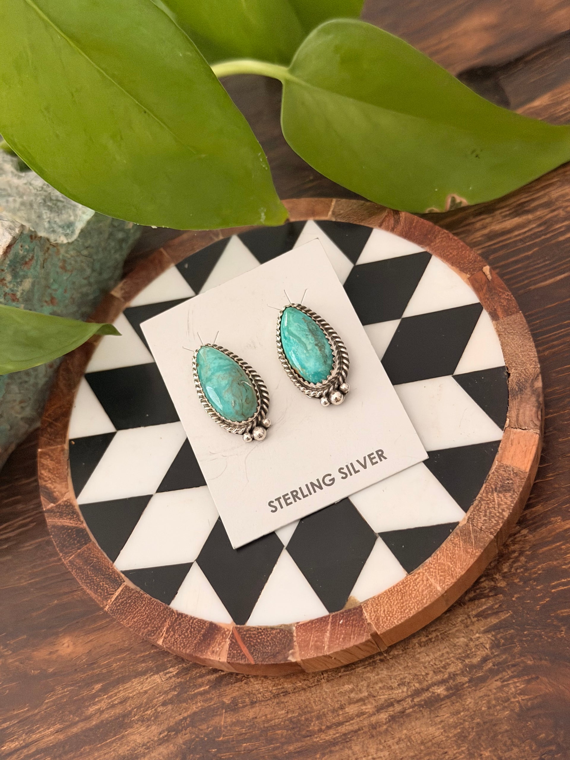 Trish Largo Kingman Turquoise & Sterling Silver Post Earrings