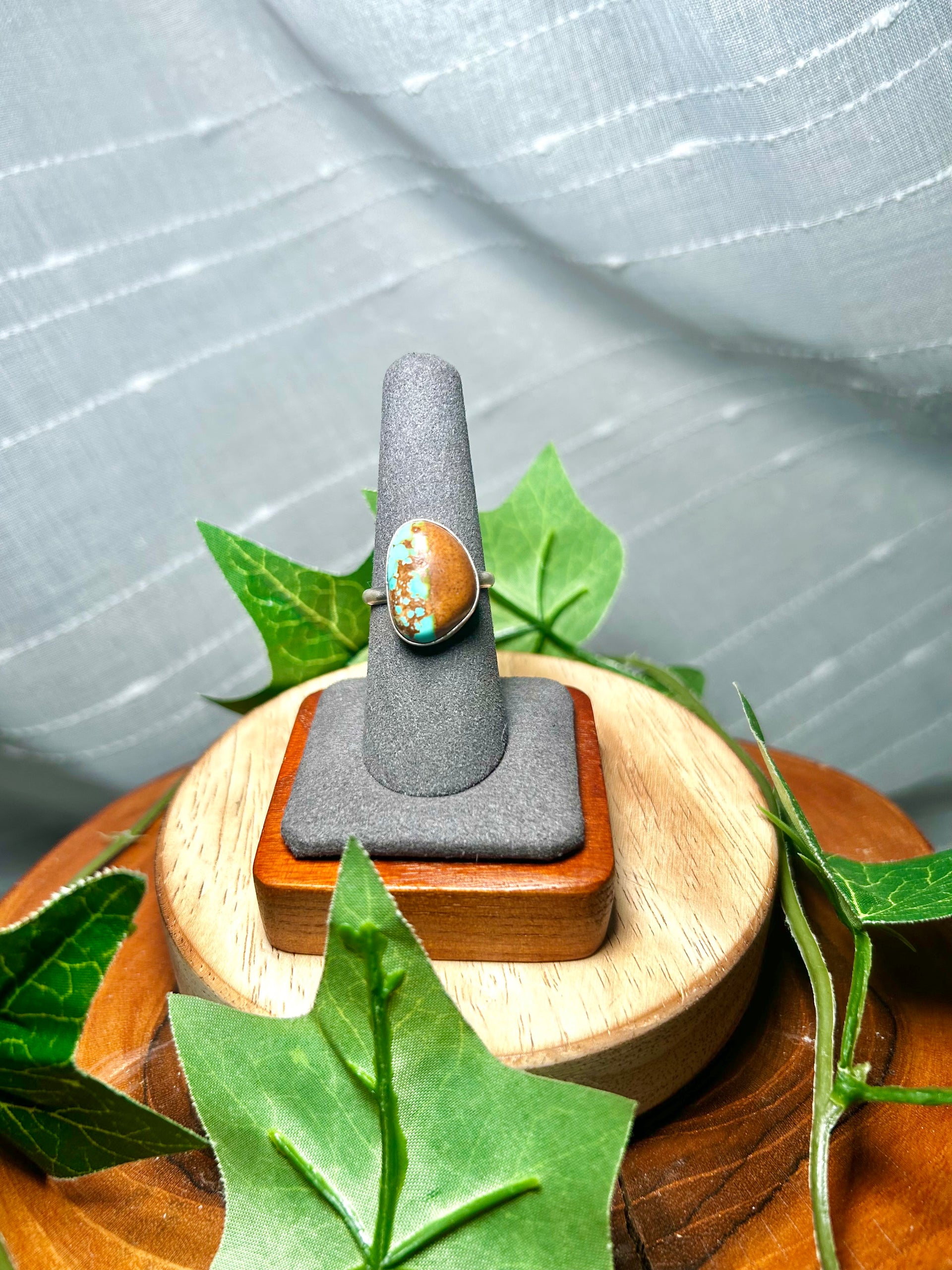 Navajo Made Royston Turquoise & Sterling Silver Ring Size 7.75