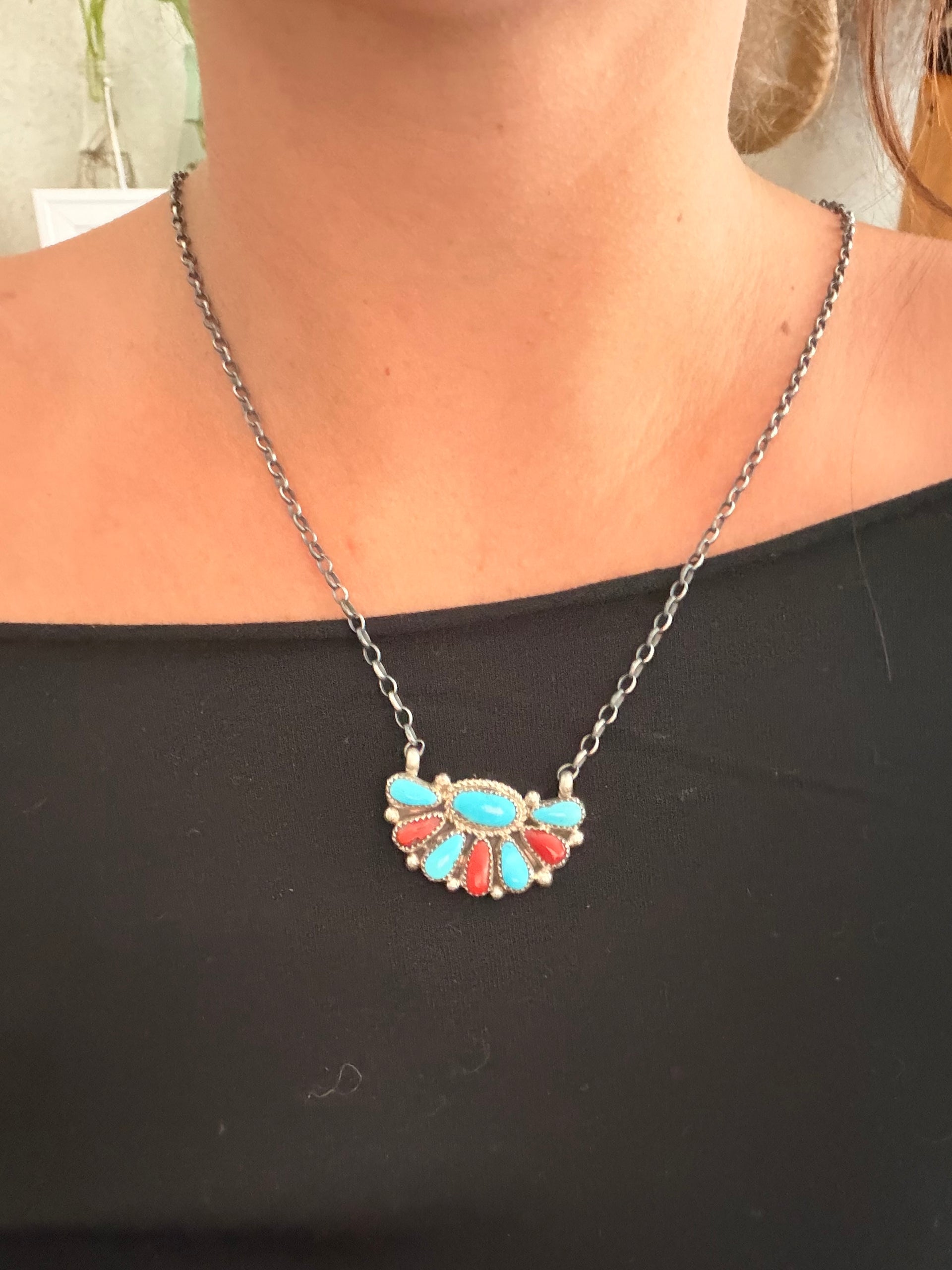 Alicia Wilson Multi Stone & Sterling Silver Cluster Necklace