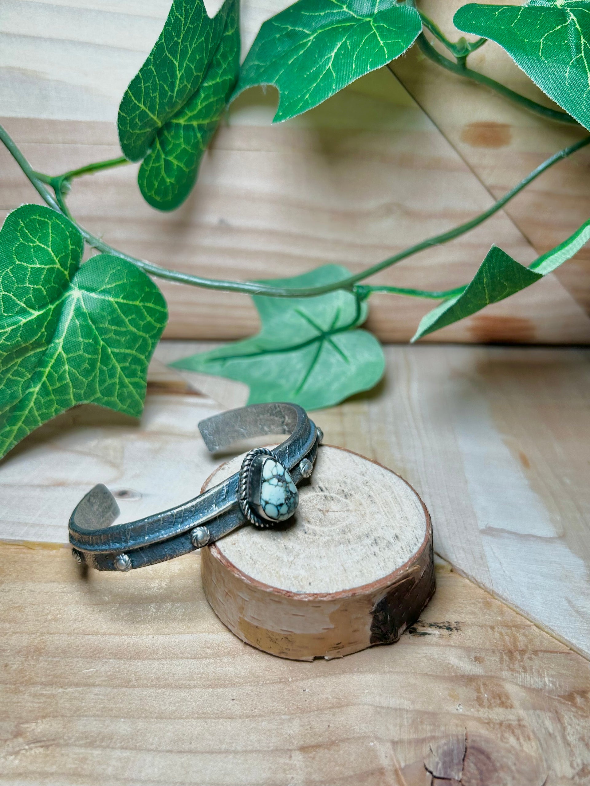 Navajo Made New Lander Varicsite Tufa Cast & Sterling Silver Cuff Bracelet