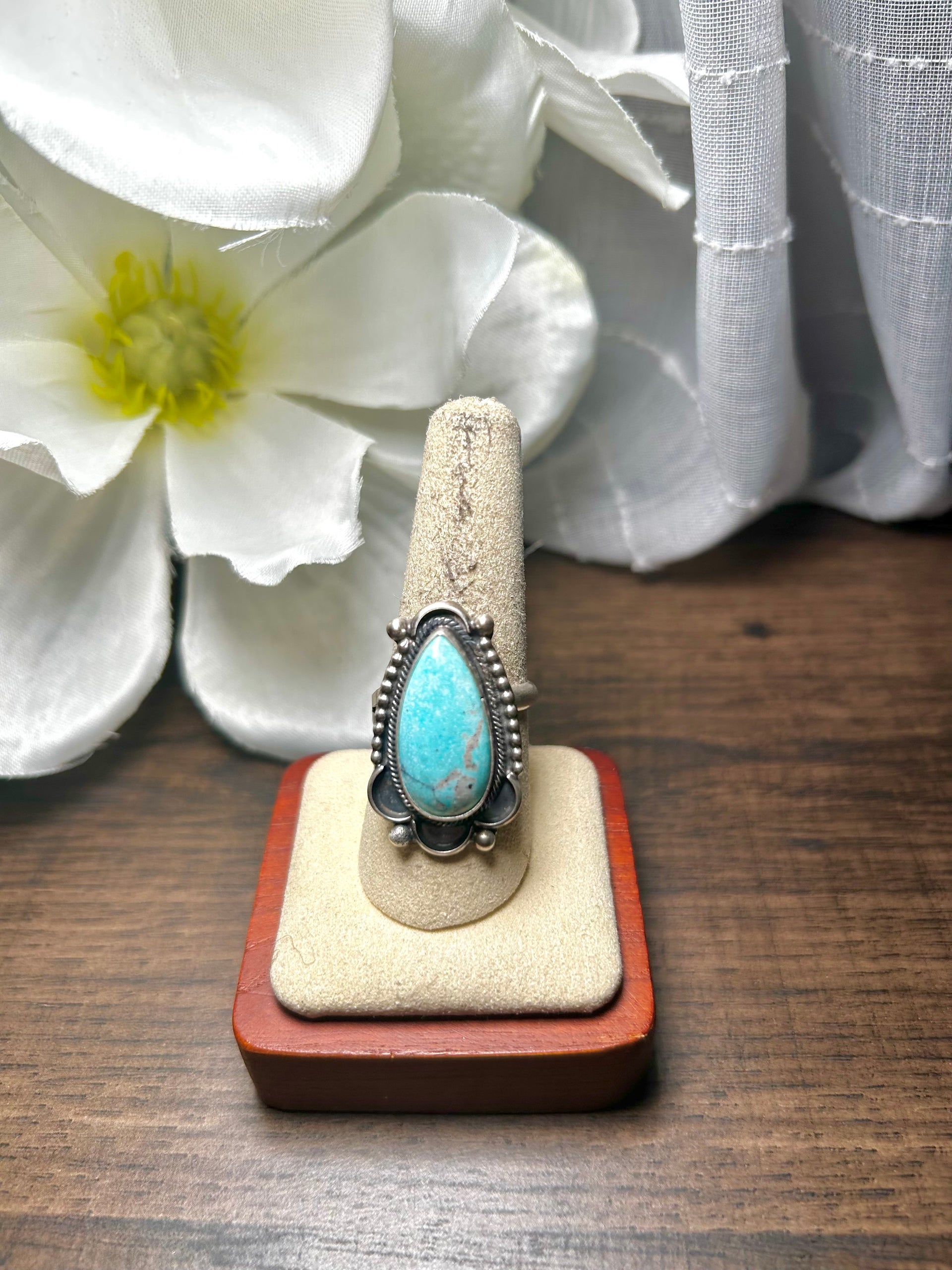 Kobe Martinez White Water Turquoise & Sterling Silver Adjustable Ring