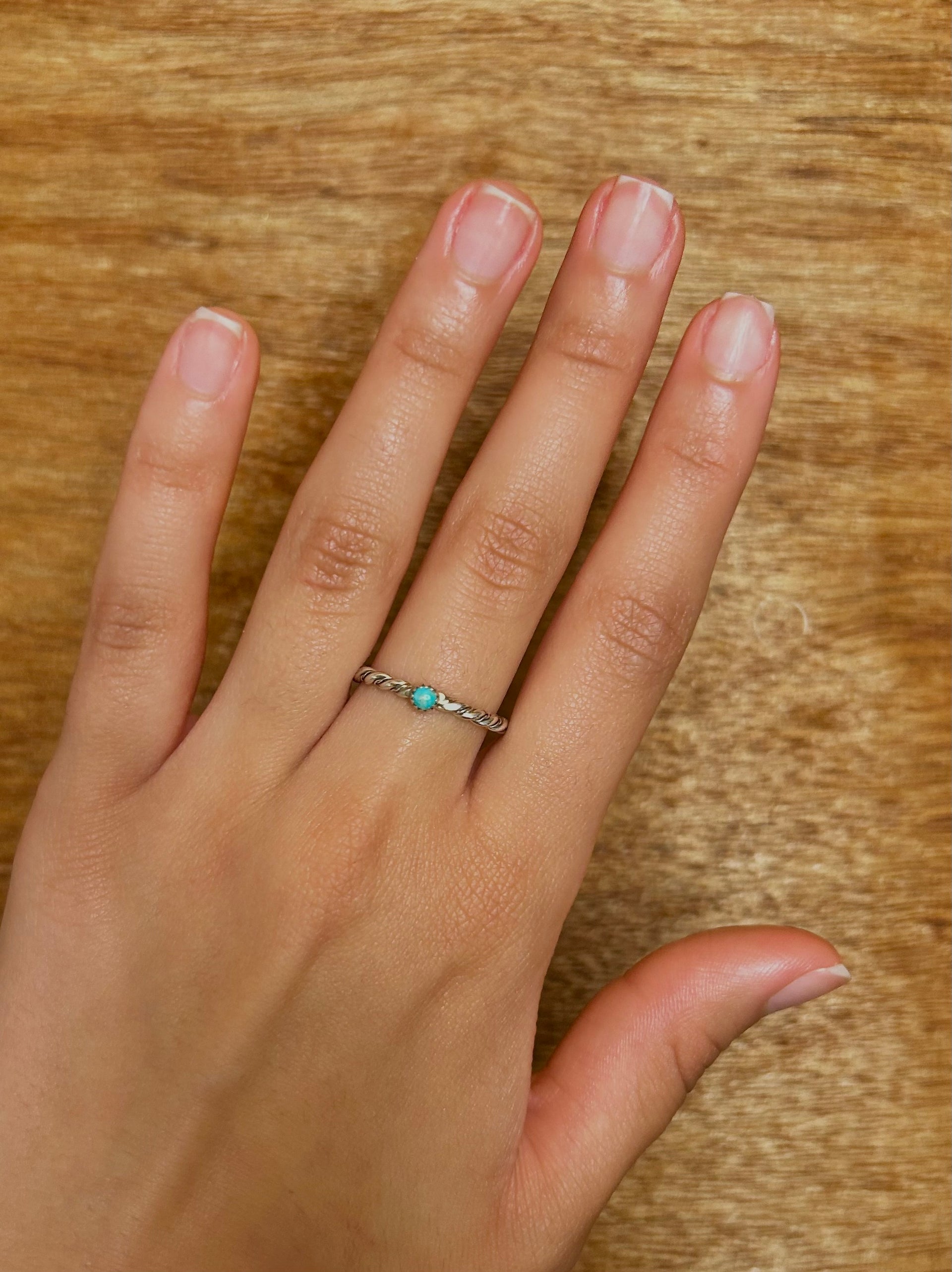 Navajo Made Kingman Turquoise & Sterling Sliver Ring Size 8