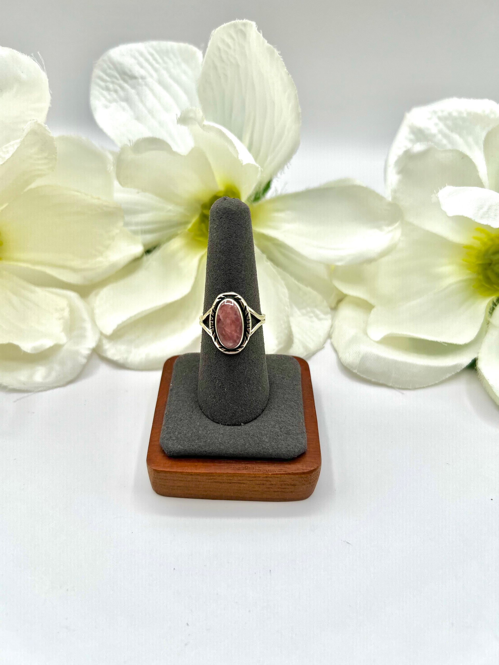 Navajo Made Rhodoeturide & Sterling Silver Ring Size 7.75