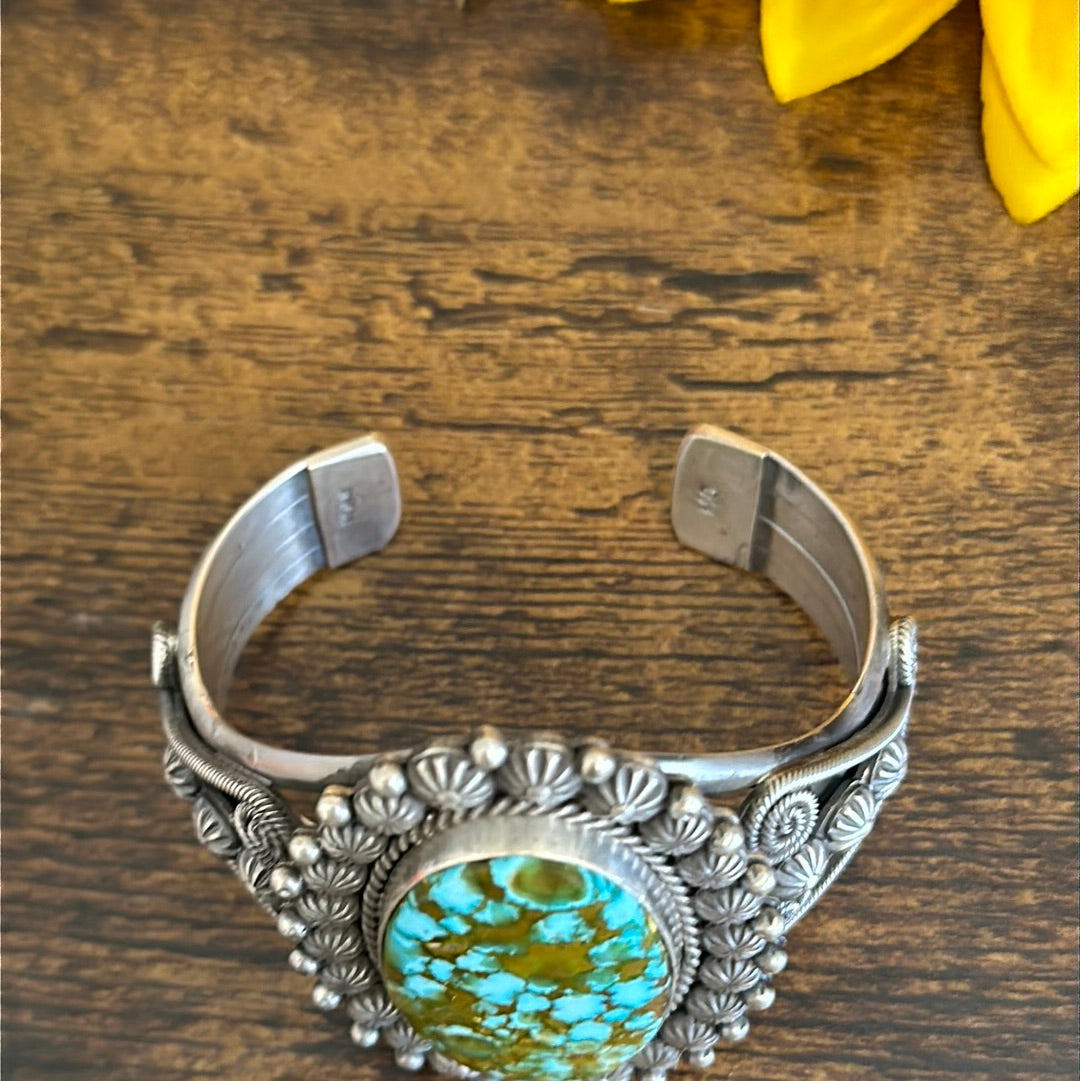 Mike Caladito High Grade Kingman Turquoise & Sterling Silver Cuff Bracelet