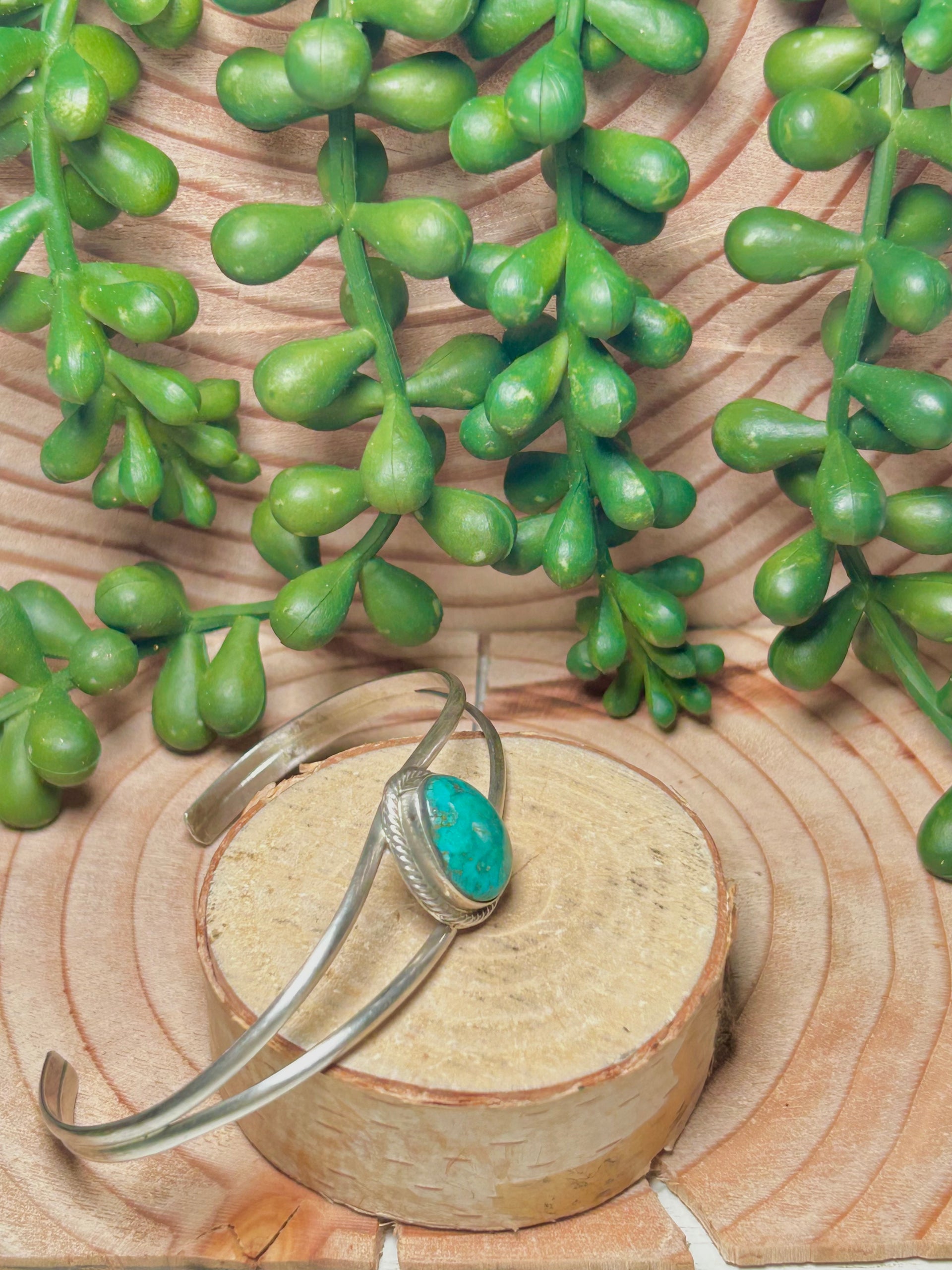 Navajo Made Kingman Turquoise & Sterling Silver Cuff Bracelet