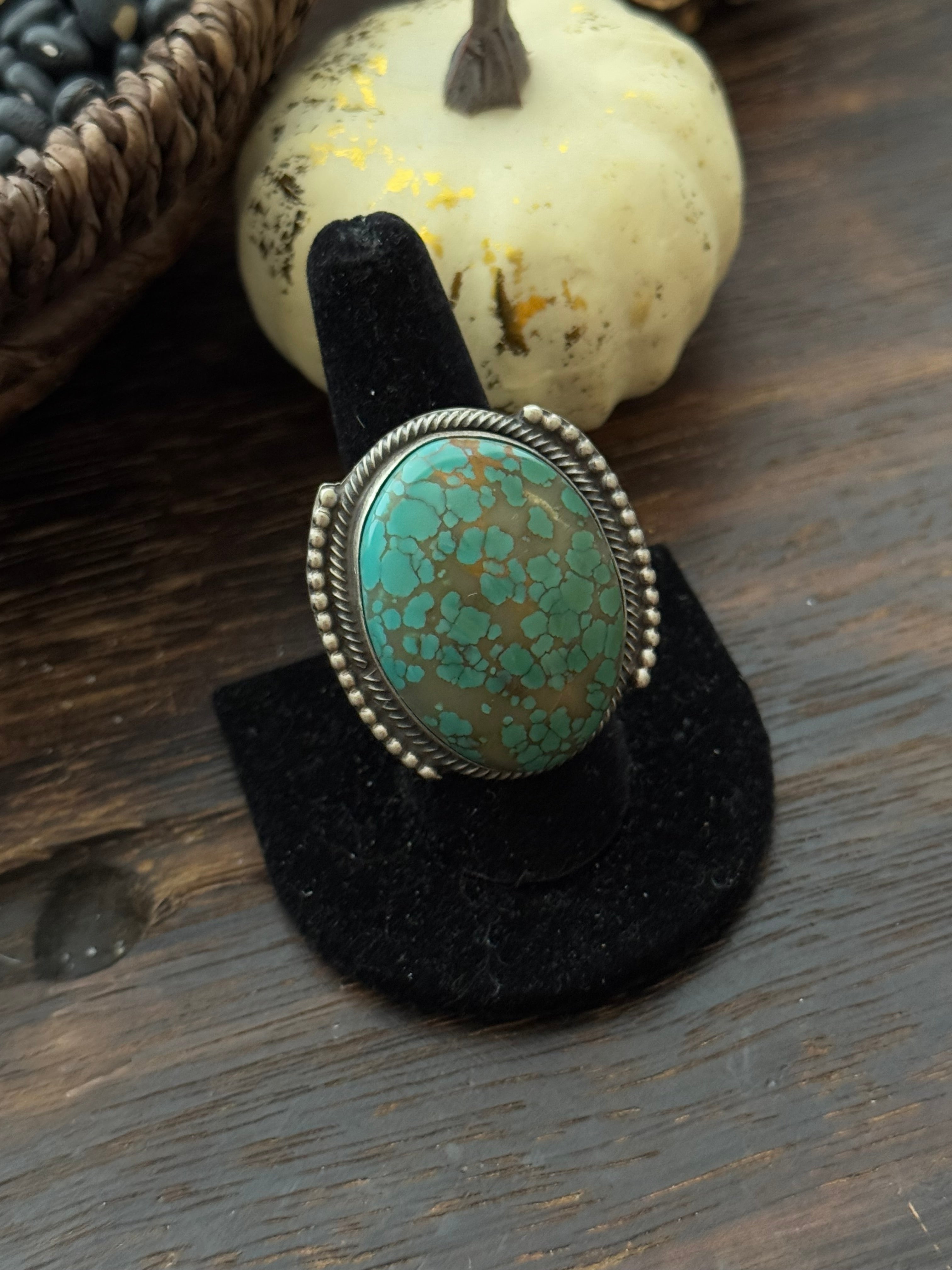 Sheila Becenti Pilot Mountain Turquoise Sterling Silver Adjustable Ring