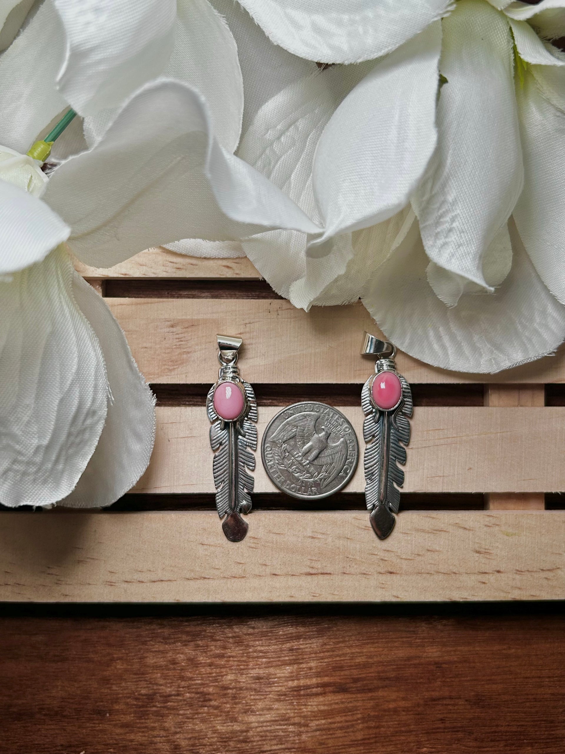 Jereme Delgarito Pink Conch & Sterling Silver Pendant