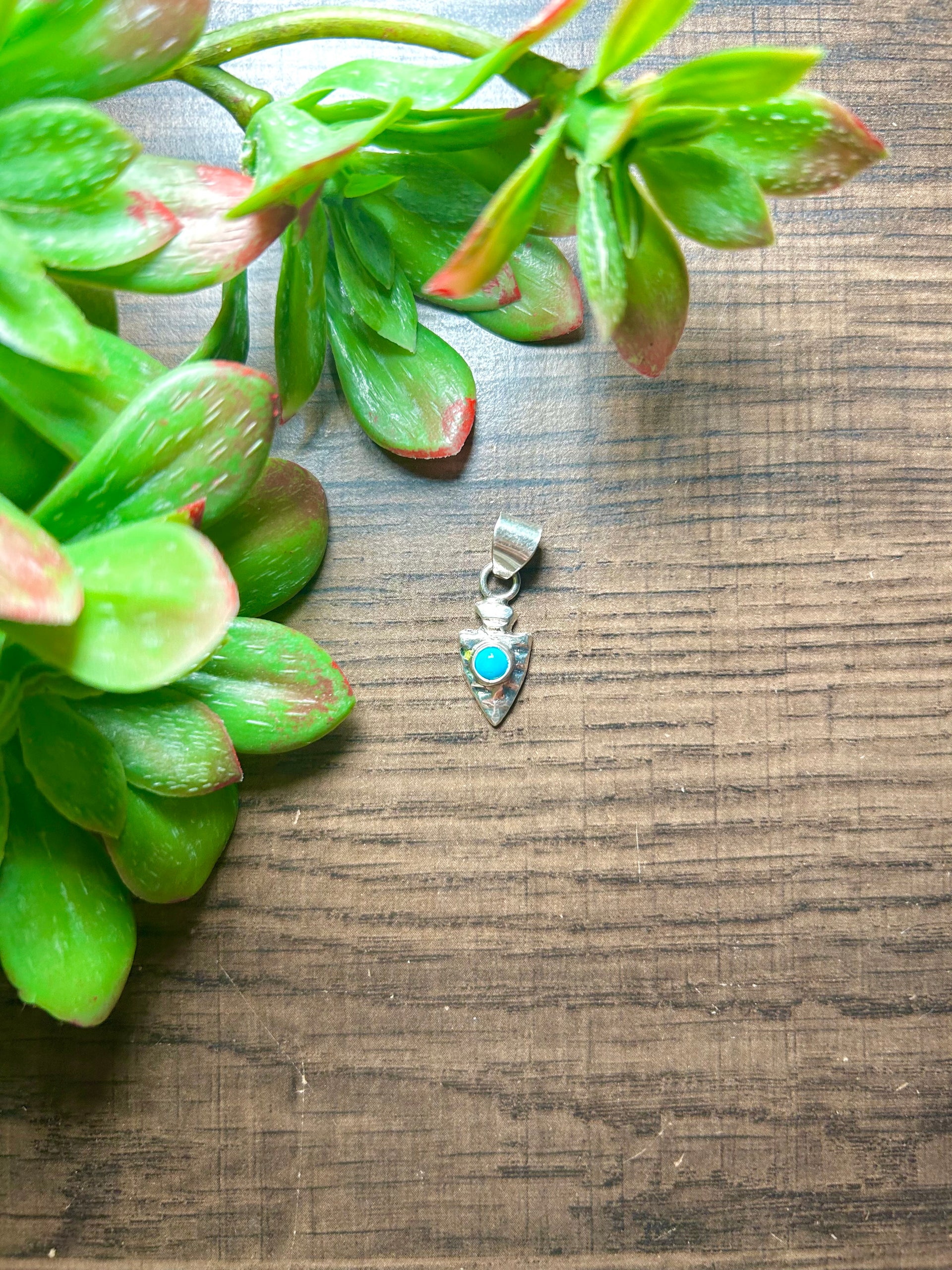Navajo Made Kingman Turquoise & Sterling Silver Pendant