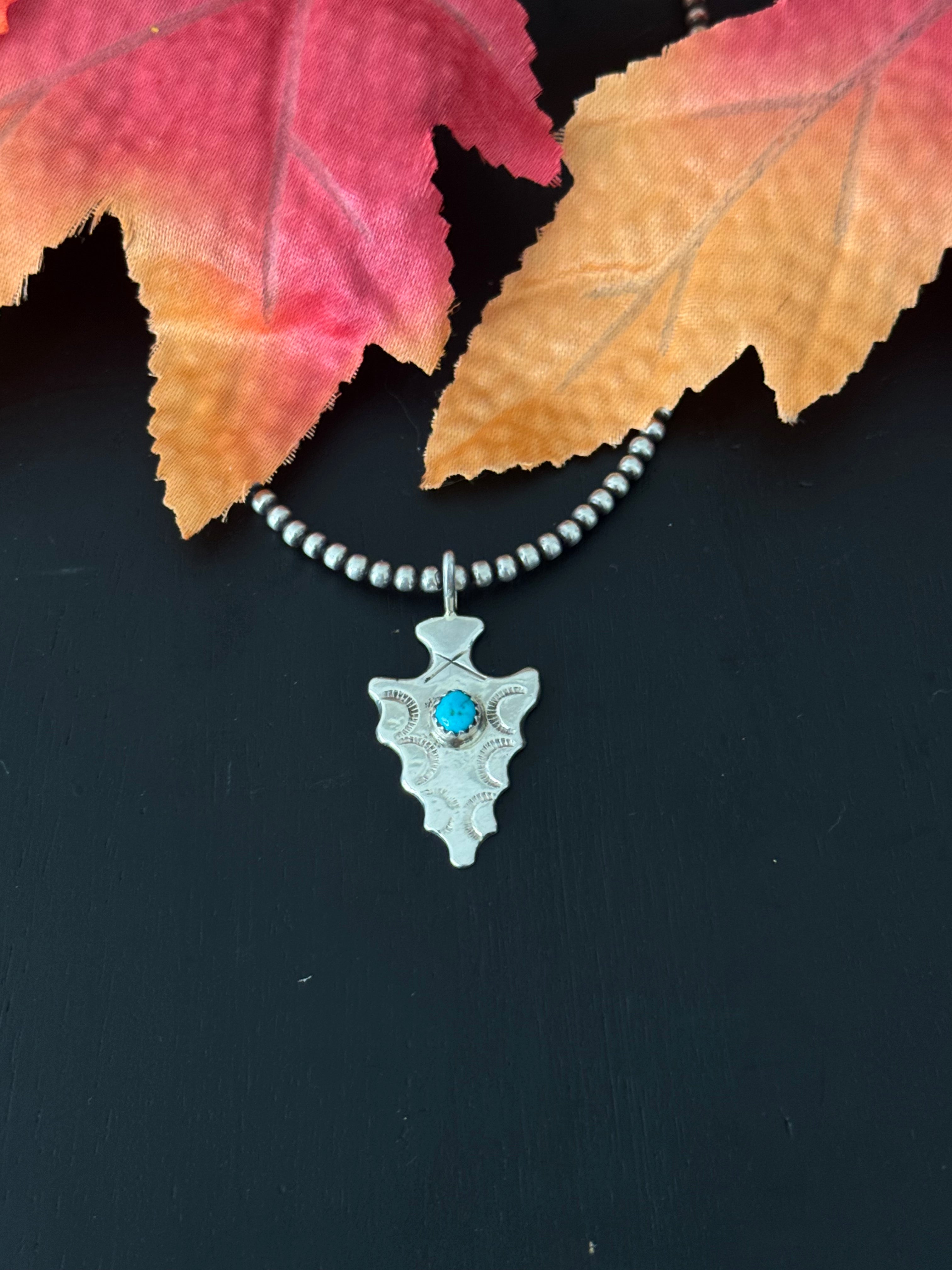 Navajo Handmade Kingman Turquoise & Sterling Silver Arrow Pendants