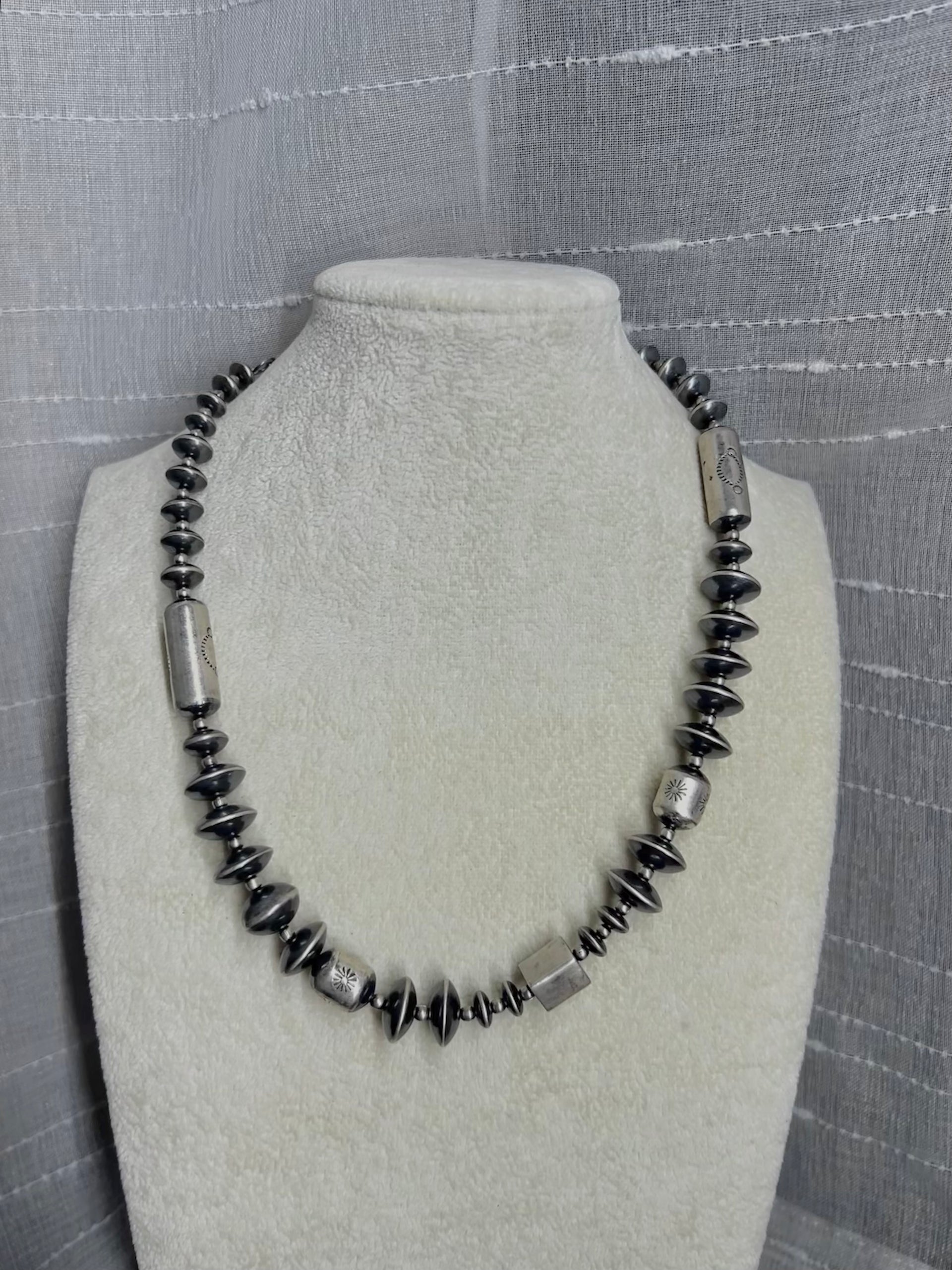 Southwest Handmade Sterling Sliver Pearl Necklace