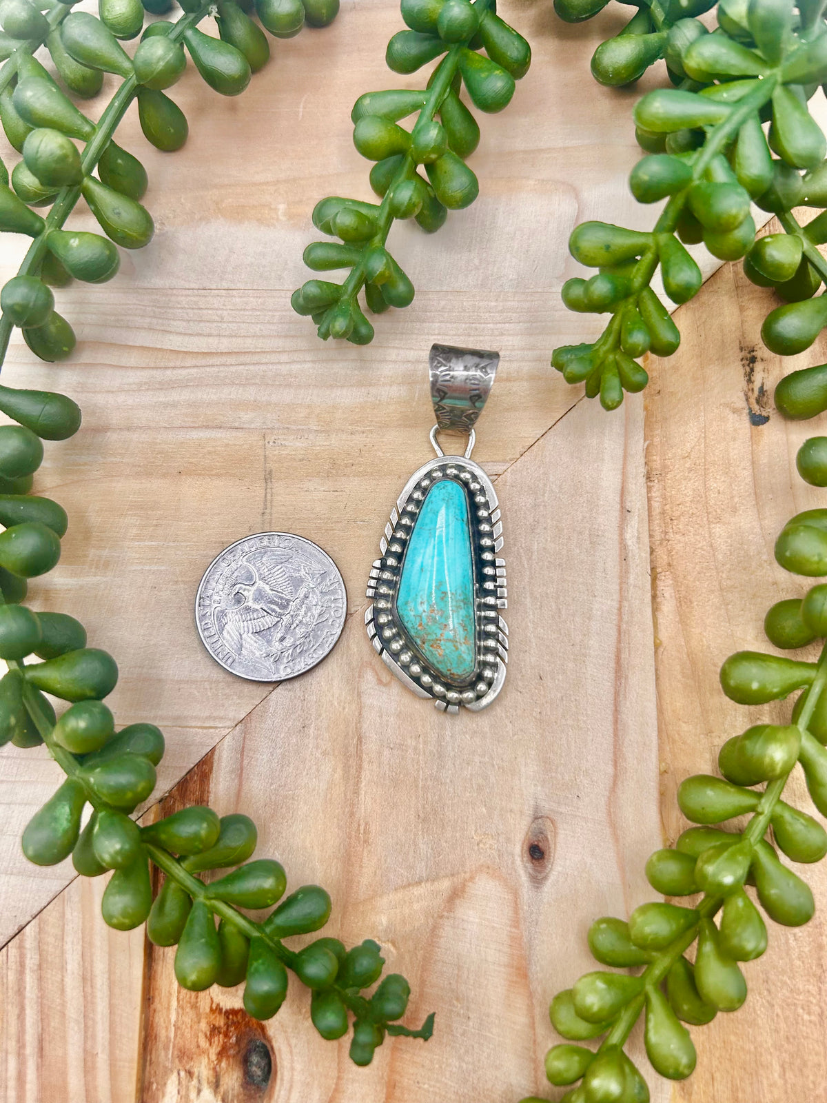 Navajo Made Royston Turquoise & Sterling Silver Pendant