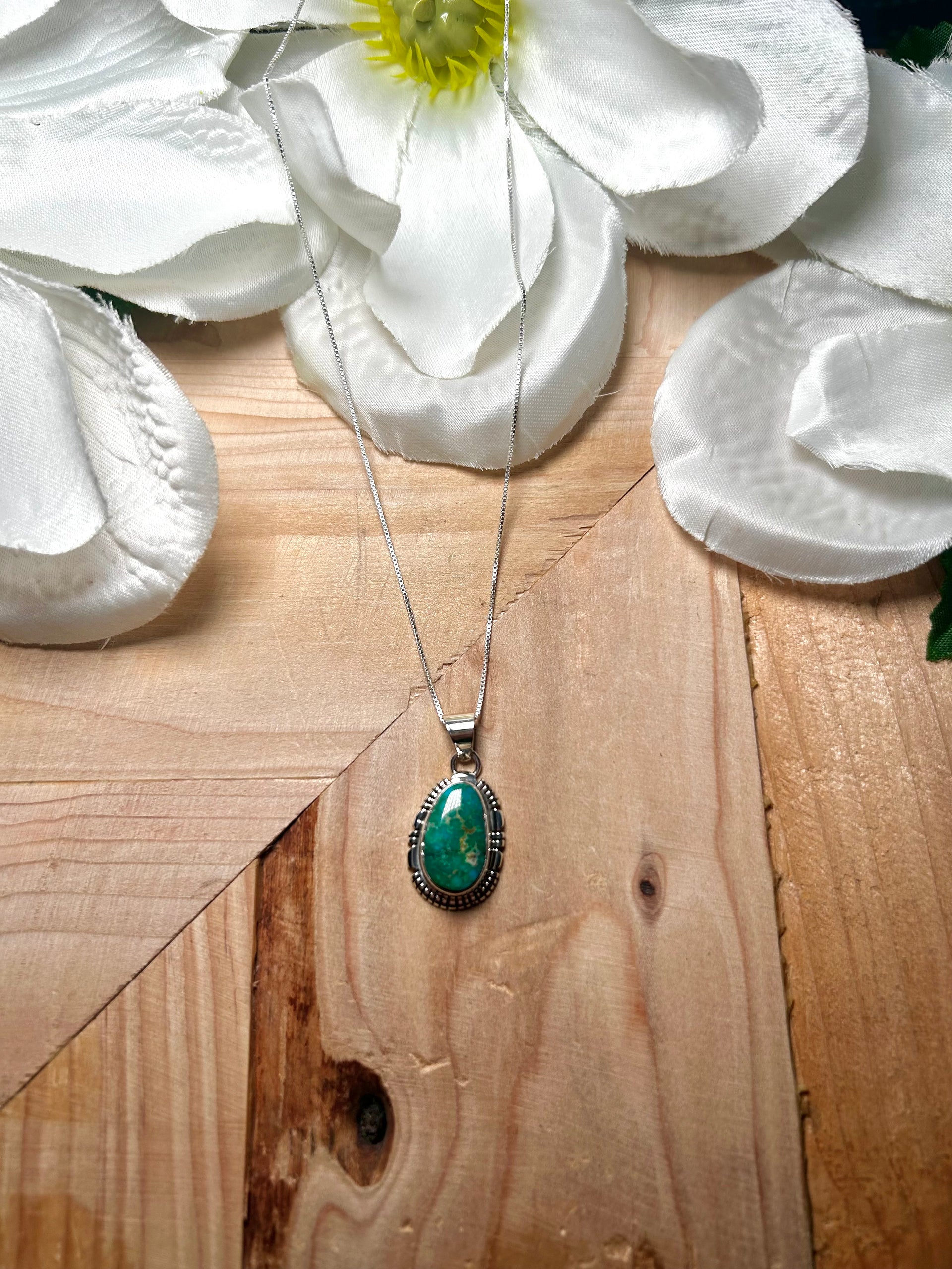 Navajo Made Sonoran Gold Turquoise & Sterling Silver Necklace