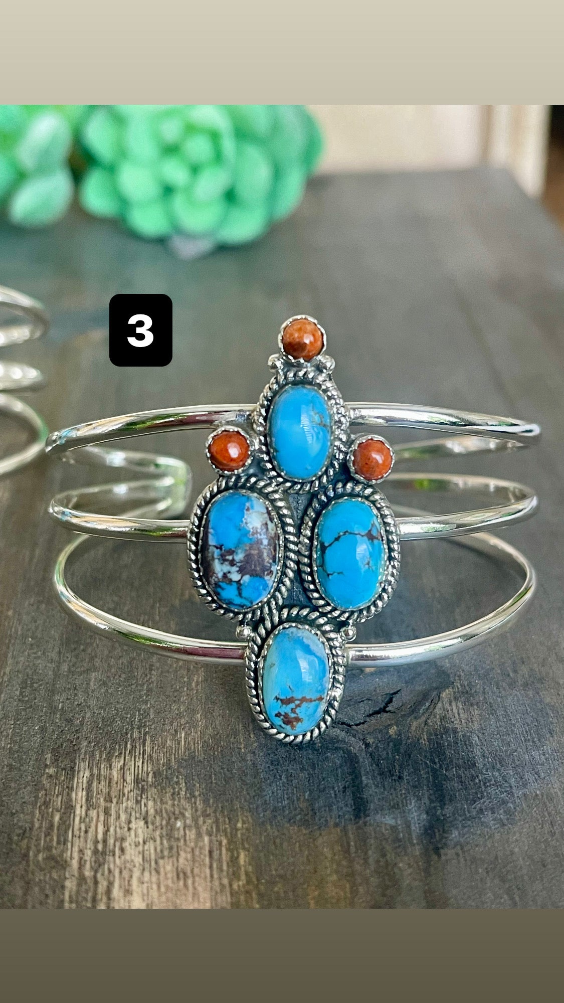 Southwest Handmade Multi Stone & Sterling Silver Cuff Bracelet