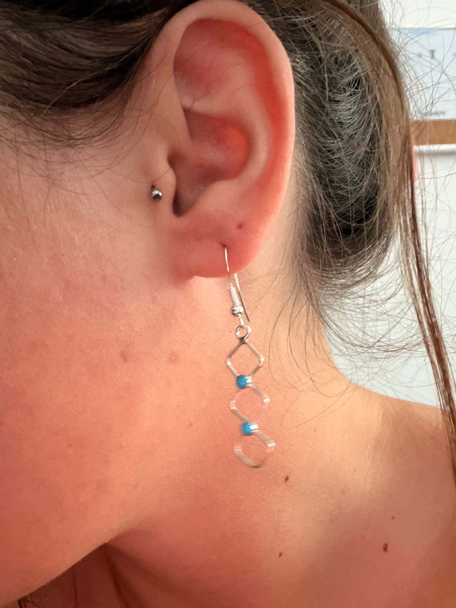 Navajo Made Kingman Turquoise & Sterling Silver Dangle Earrings