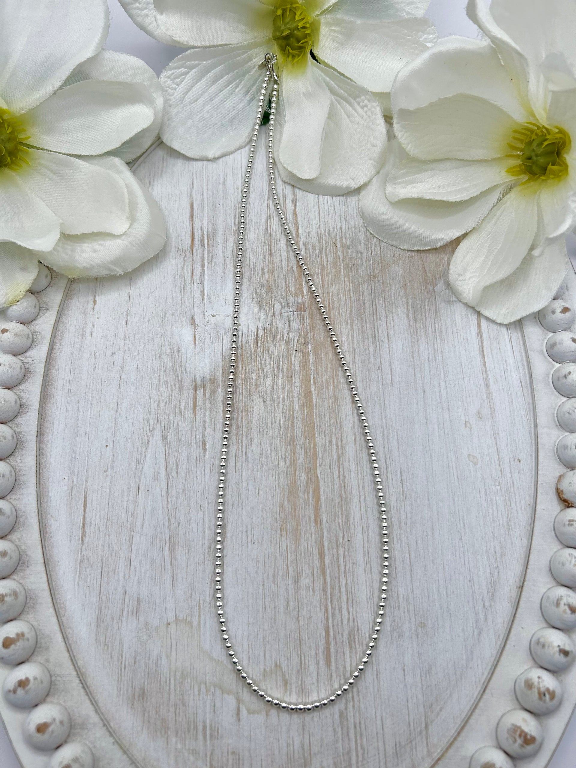Navajo Made Strung 3 MM Sterling Silver Necklace