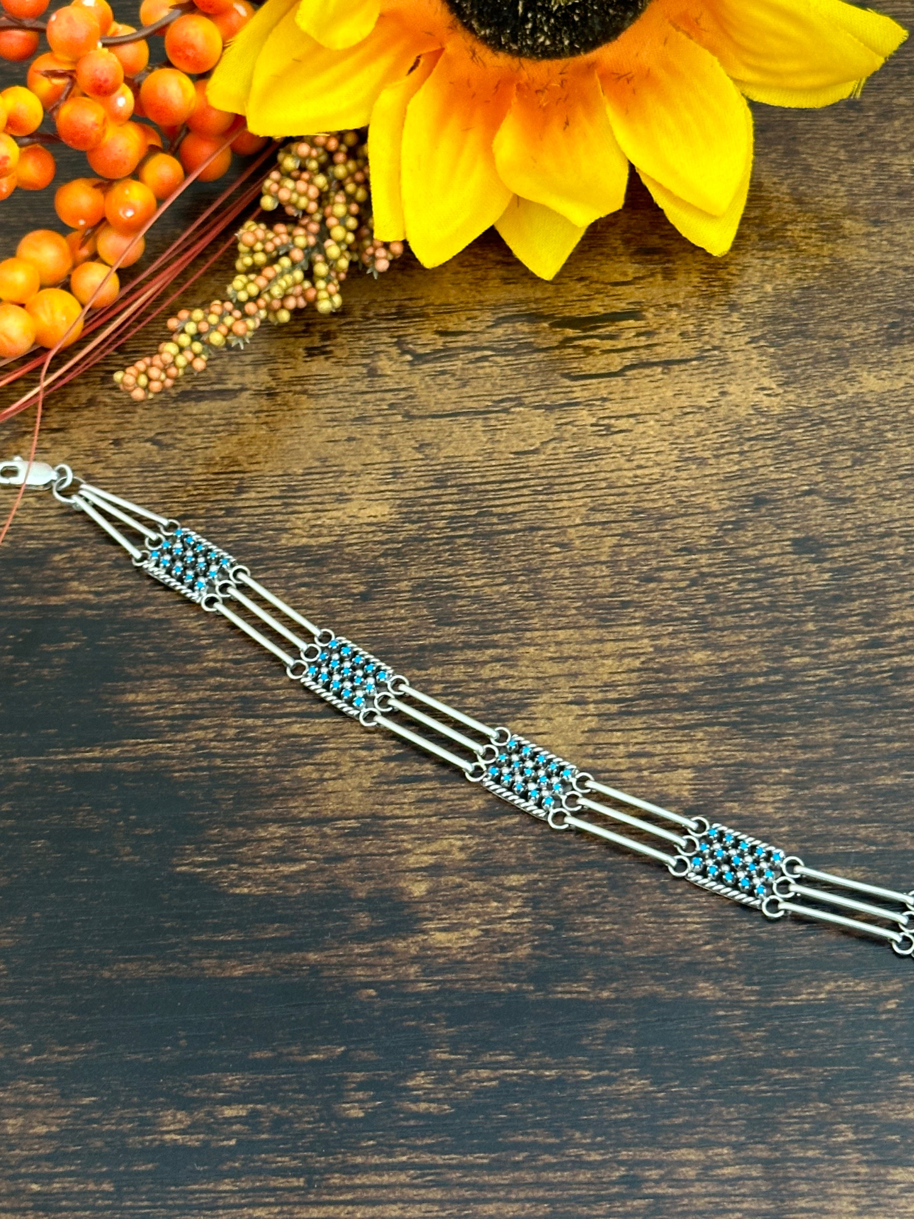 Zuni Made Turquoise & Sterling Silver Bracelet