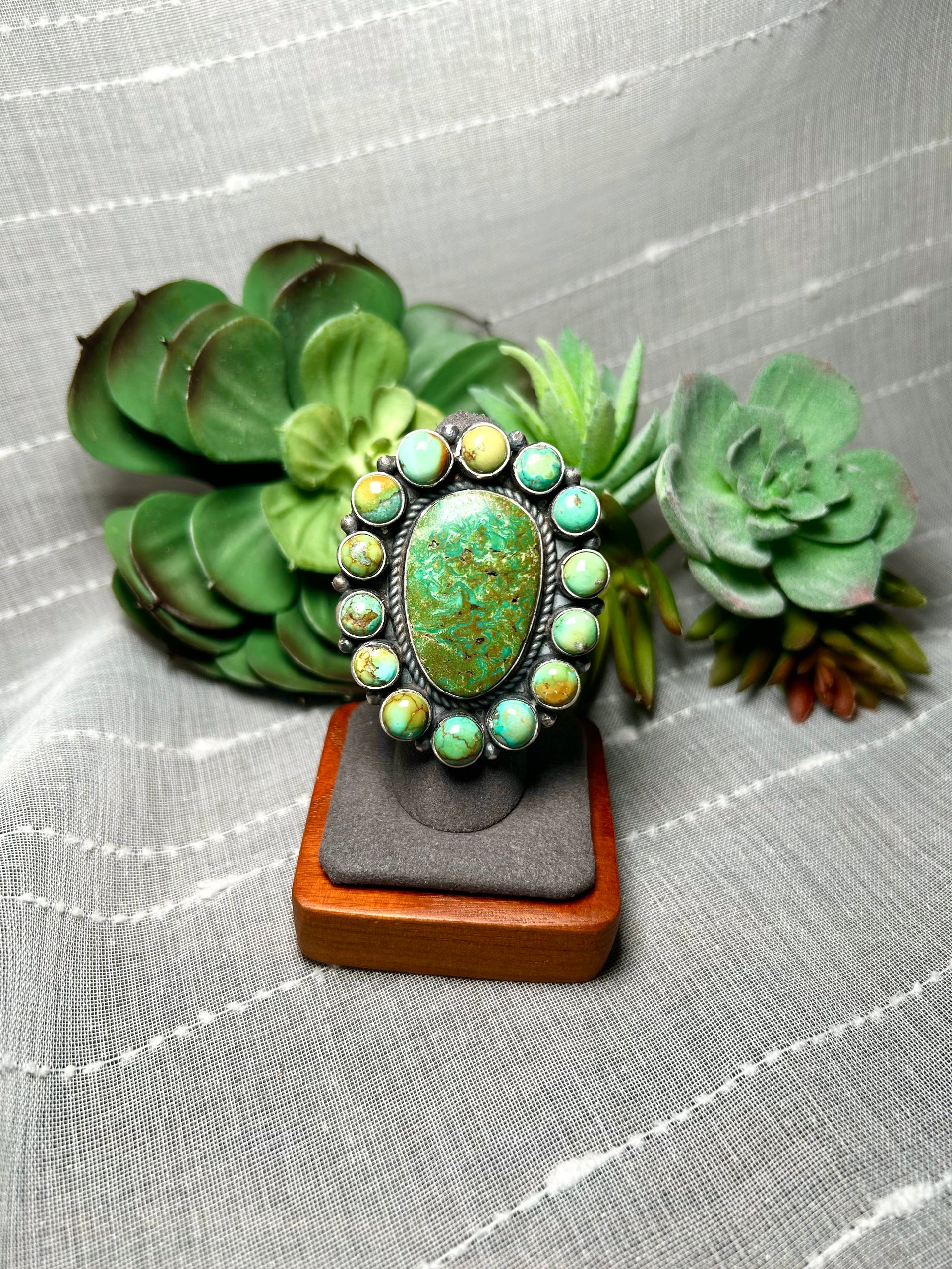 Amos Jake Nevada Turquoise & Sterling Silver Adjustable Ring