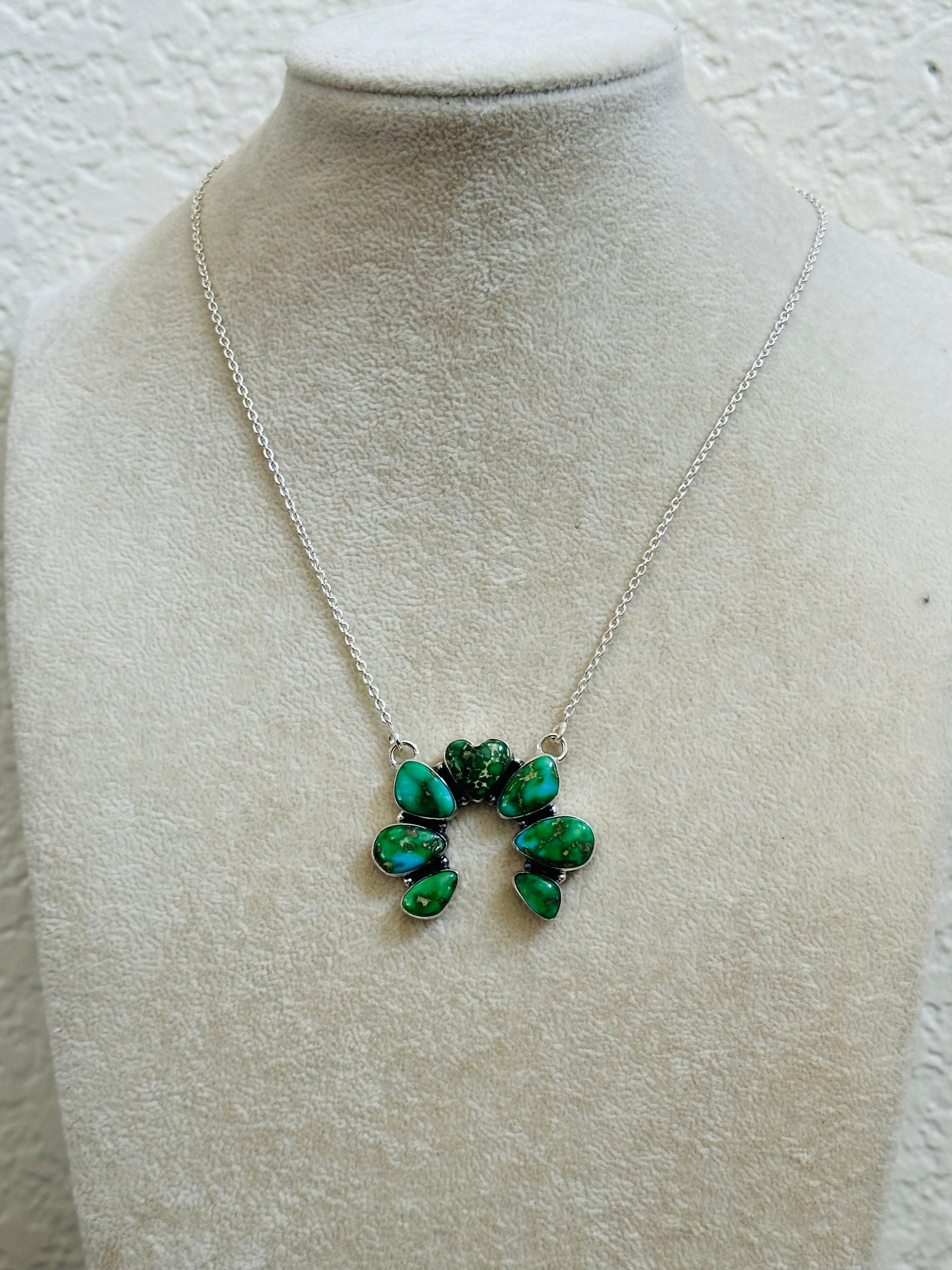 TTD “Chance” Sonoran Mountain Turquoise & Sterling Silver Cluster Naja Necklace