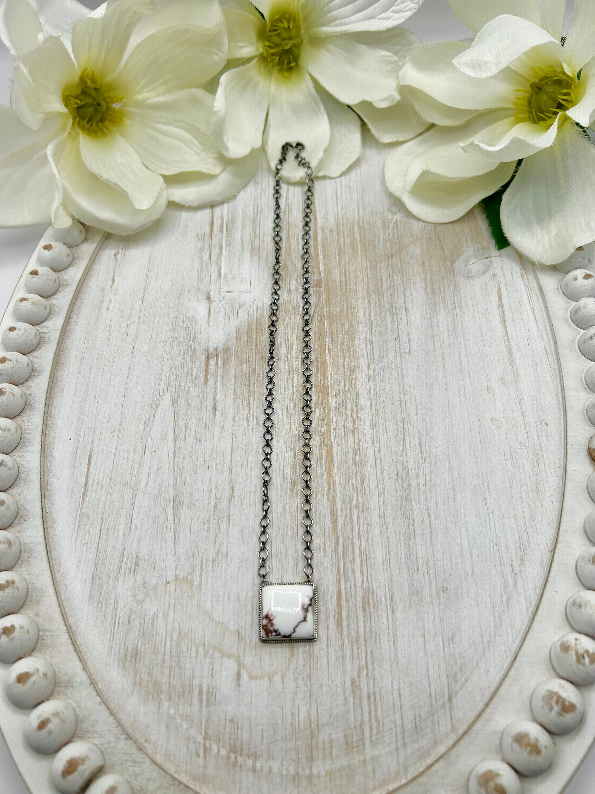 Navajo Made Wild Horse & Sterling Silver Necklace