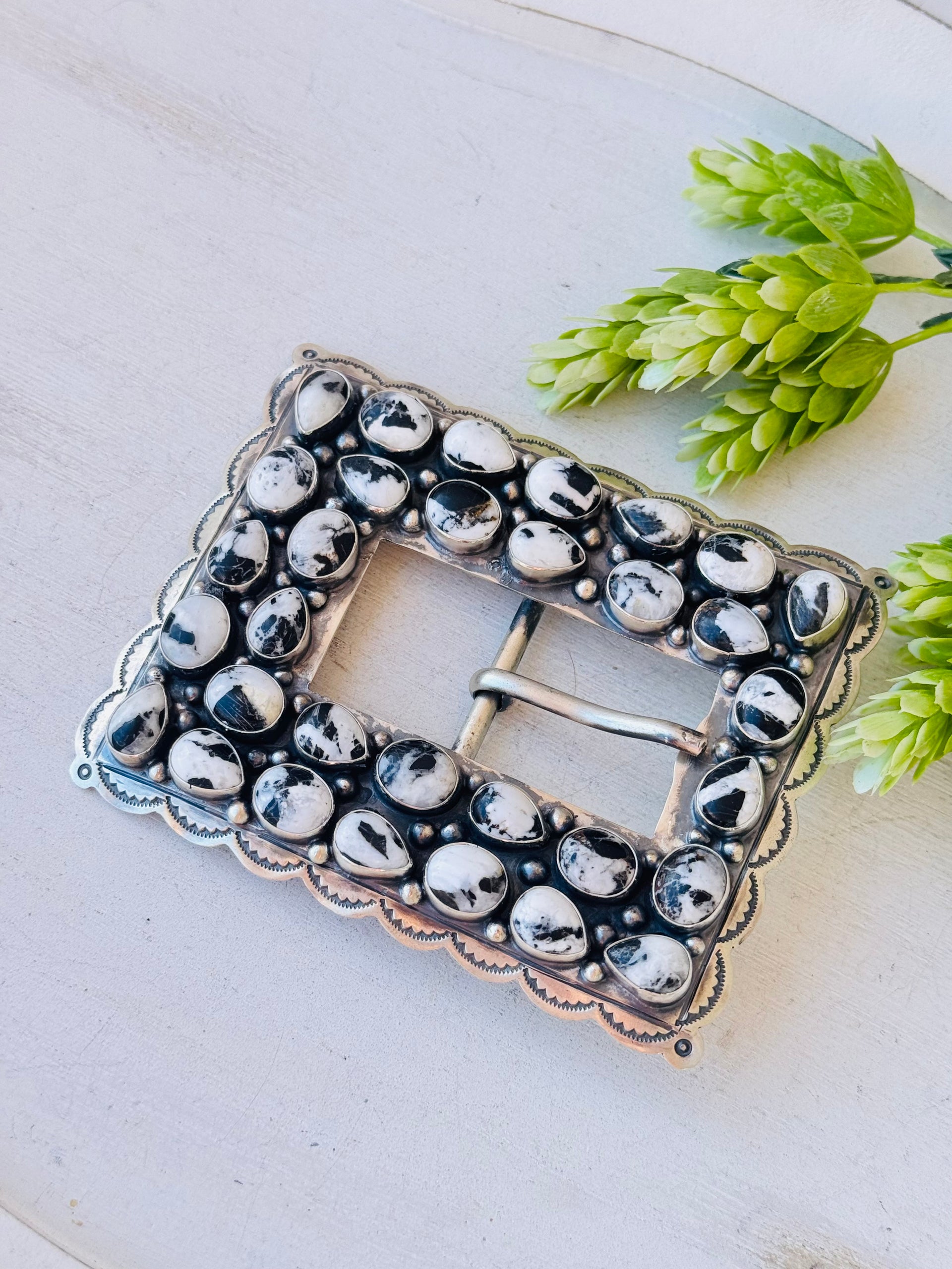 Bobby Johnson White Buffalo & Sterling Silver Belt Buckle