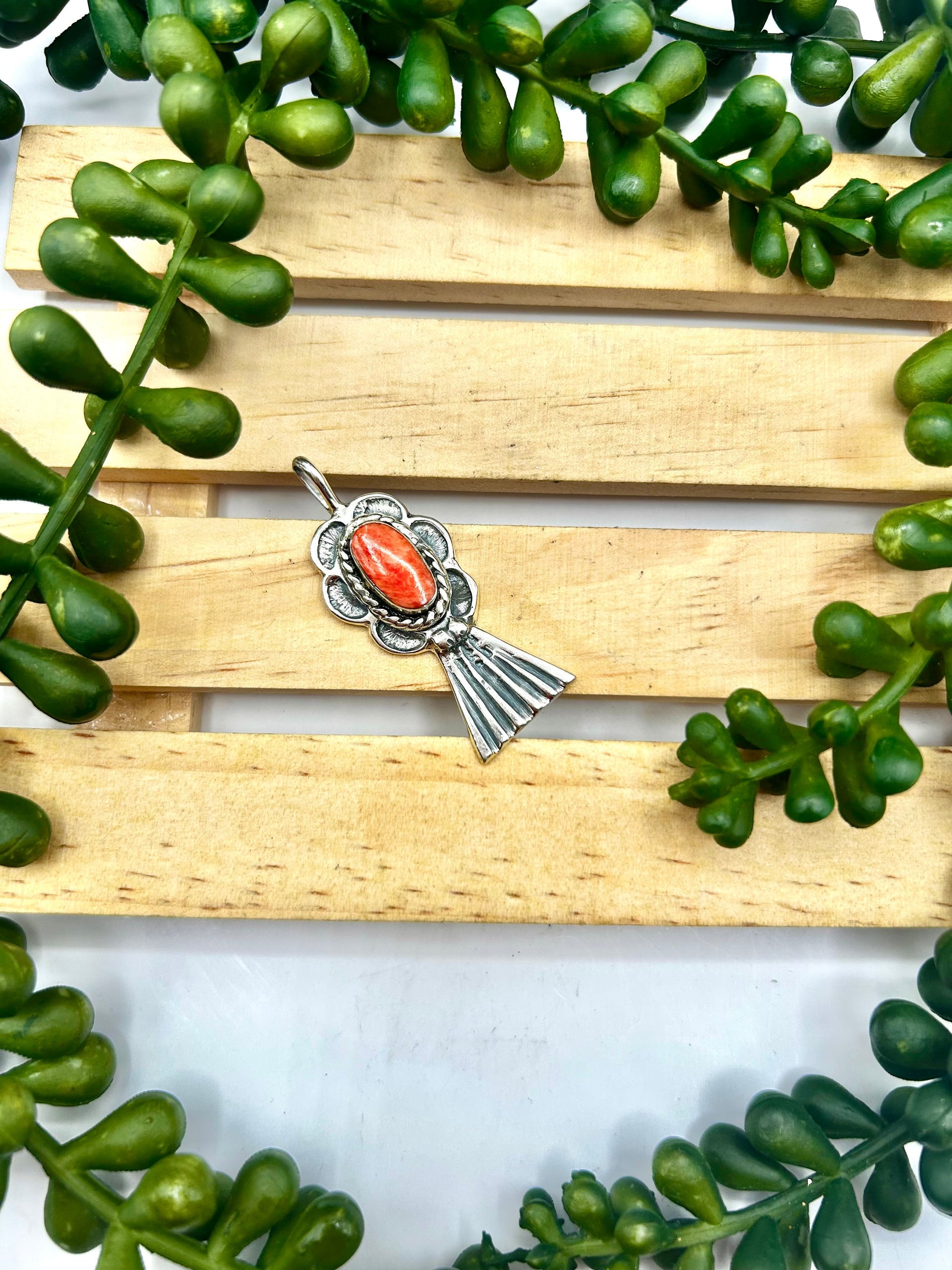 Joe Martinez Spiny Oyster & Sterling Silver Pendant