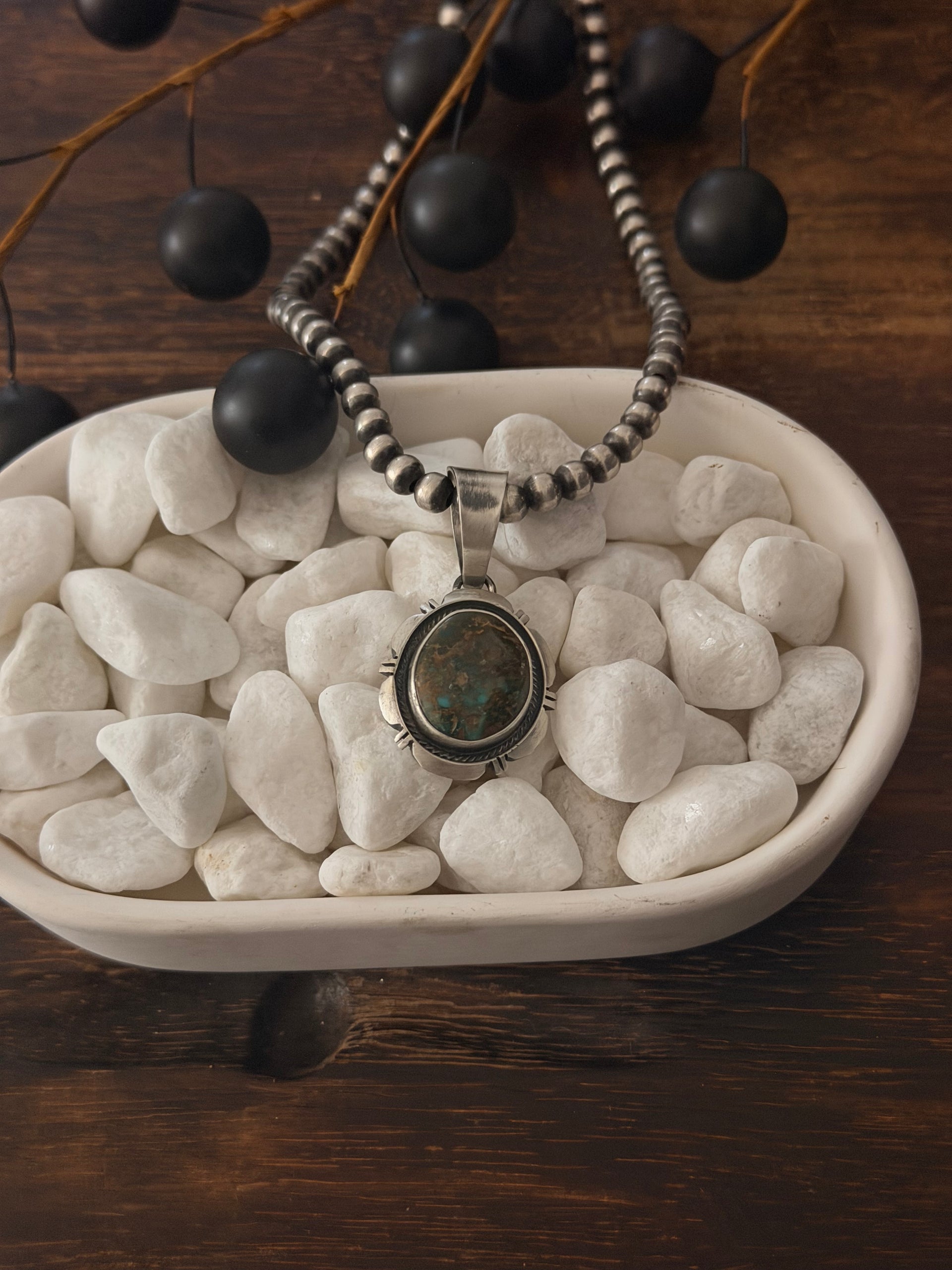 Navajo Made Royston Turquoise & Sterling Silver Pendant