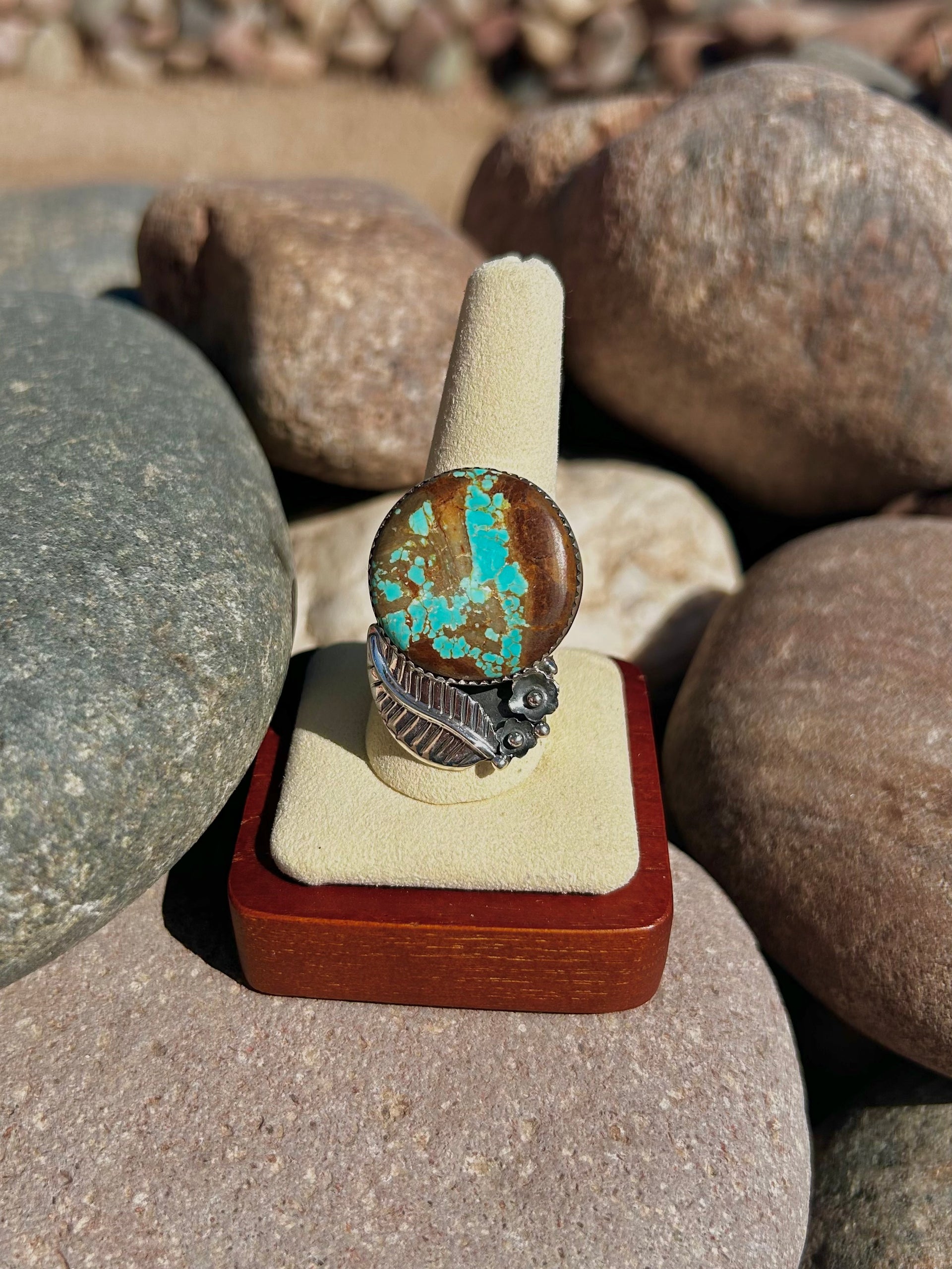 Southwest Number 8 Turquoise & Sterling Silver Ring Size 9