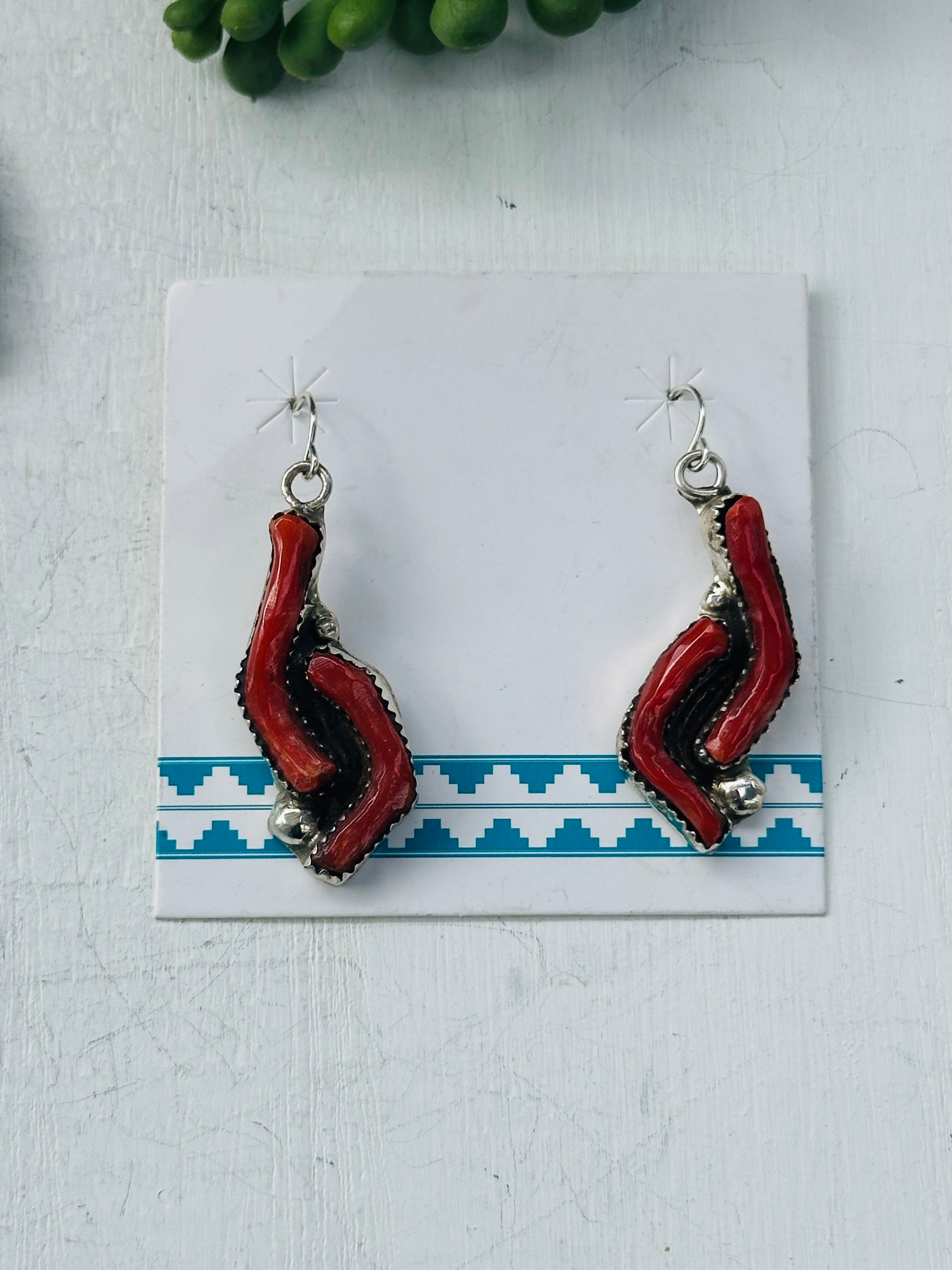 Zuni Made Red Coral and Sterling Silver Necklace Set