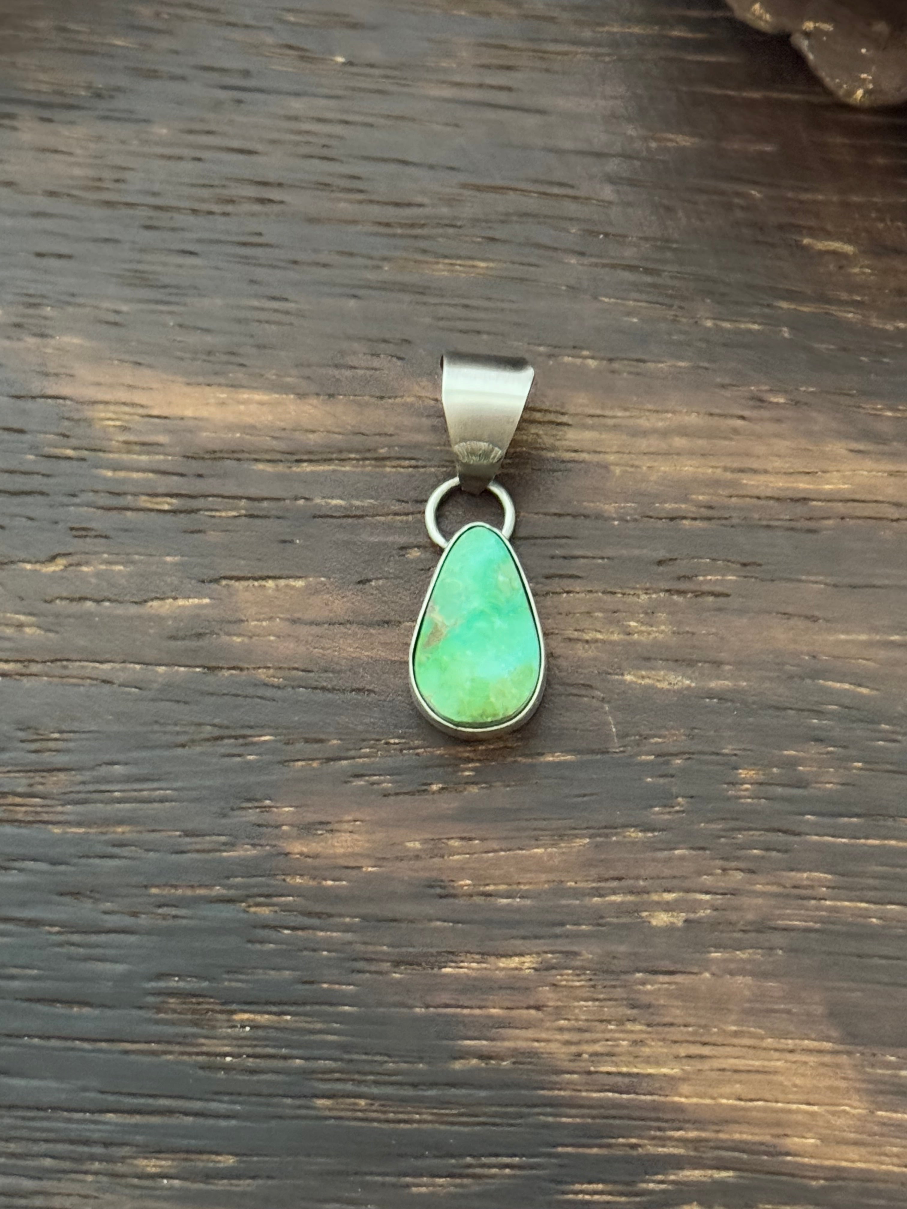 Navajo Made Sonoran Mountain Turquoise & Sterling Silver Pendant